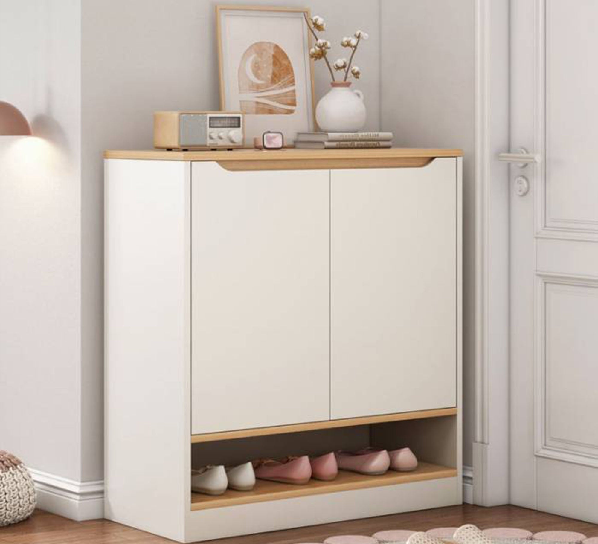 Shoe rack with two doors and a lower shelf - Vitrine Furniture - Furniture