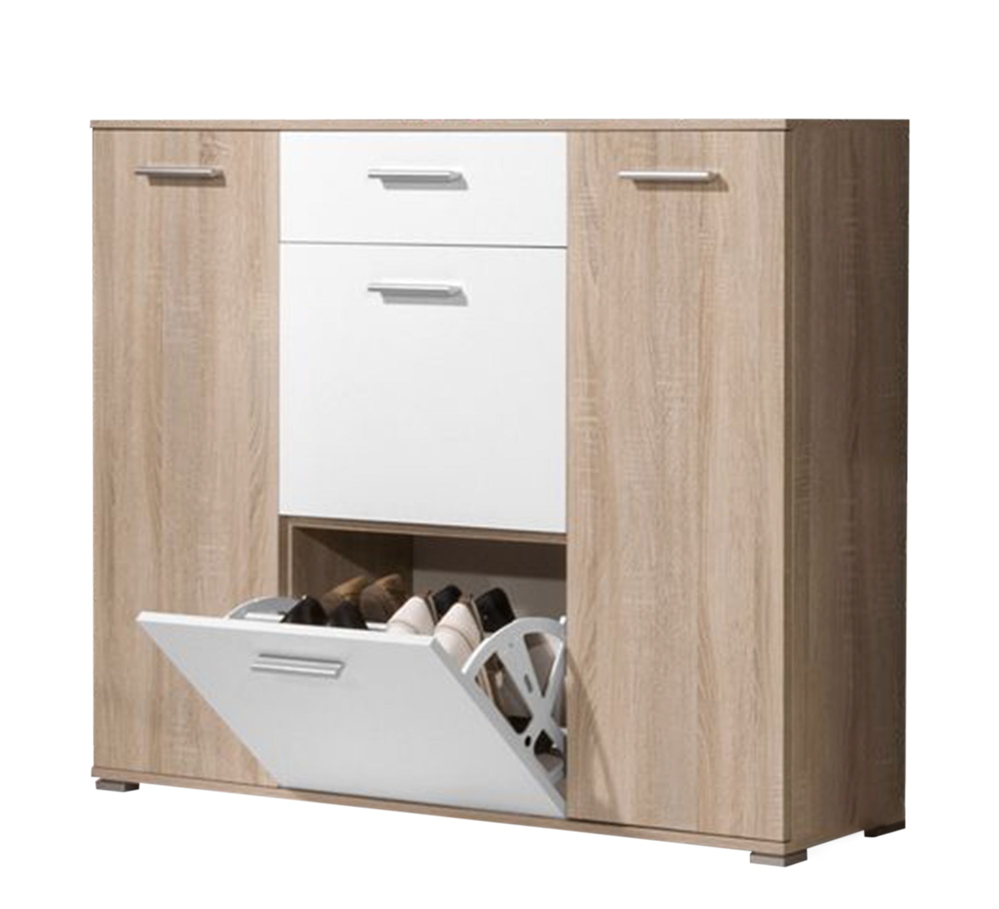 Shoe rack with two hinged leaves and two flaps - Vitrine Furniture - Furniture