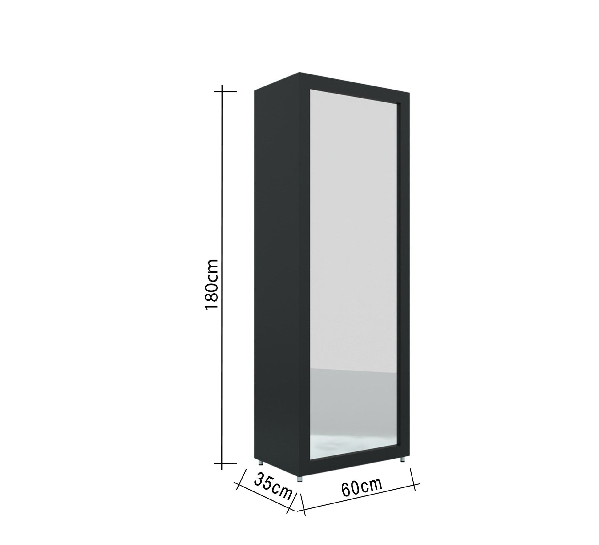 shoerack with a longitudinal mirror window in black - Vitrine Furniture - Furniture