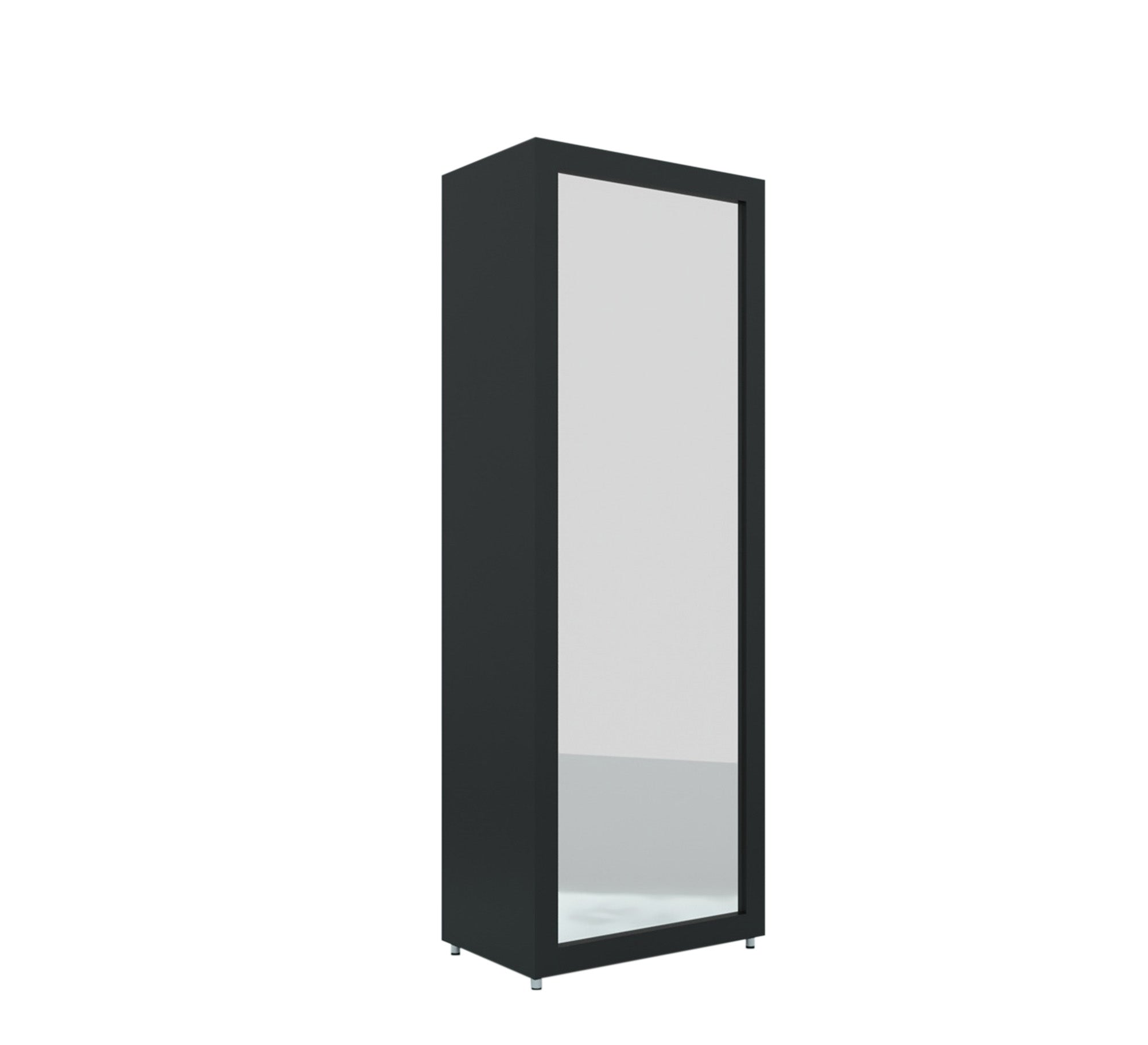shoerack with a longitudinal mirror window in black - Vitrine Furniture - Furniture