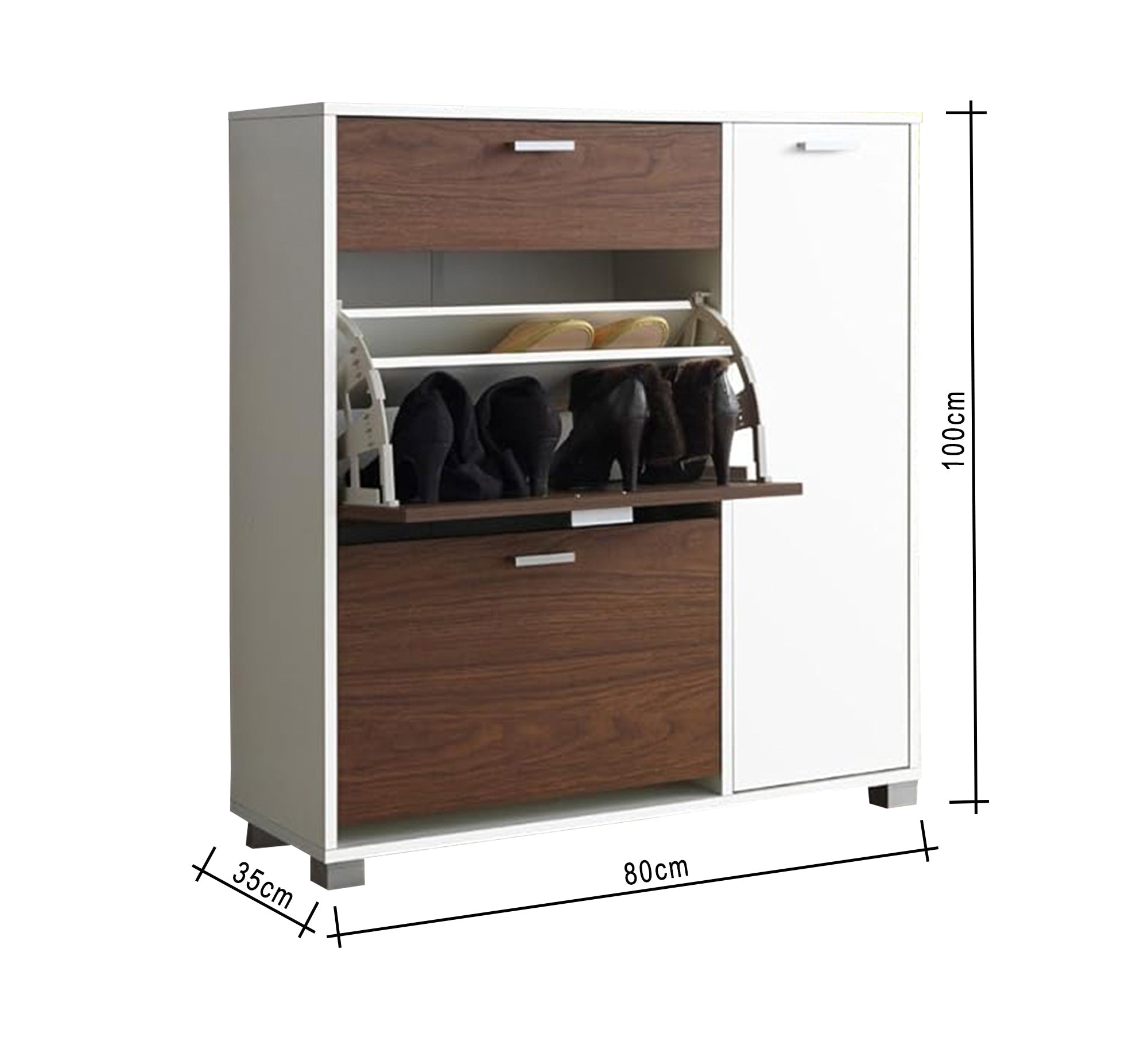 Side - door shoe rack with two fans and a drawer - Vitrine Furniture - Furniture
