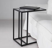 Side table in C shape with a glass surface - Vitrine Furniture - Furniture
