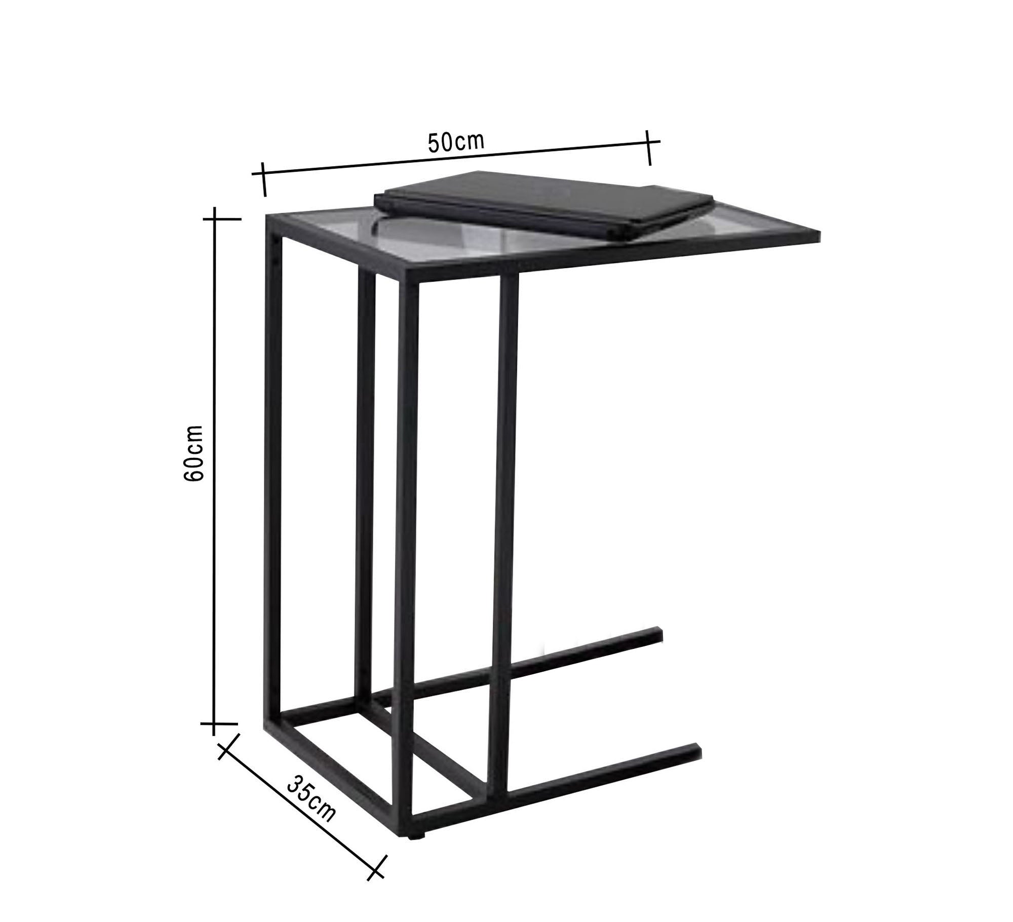 Side table in C shape with a glass surface - Vitrine Furniture - Furniture