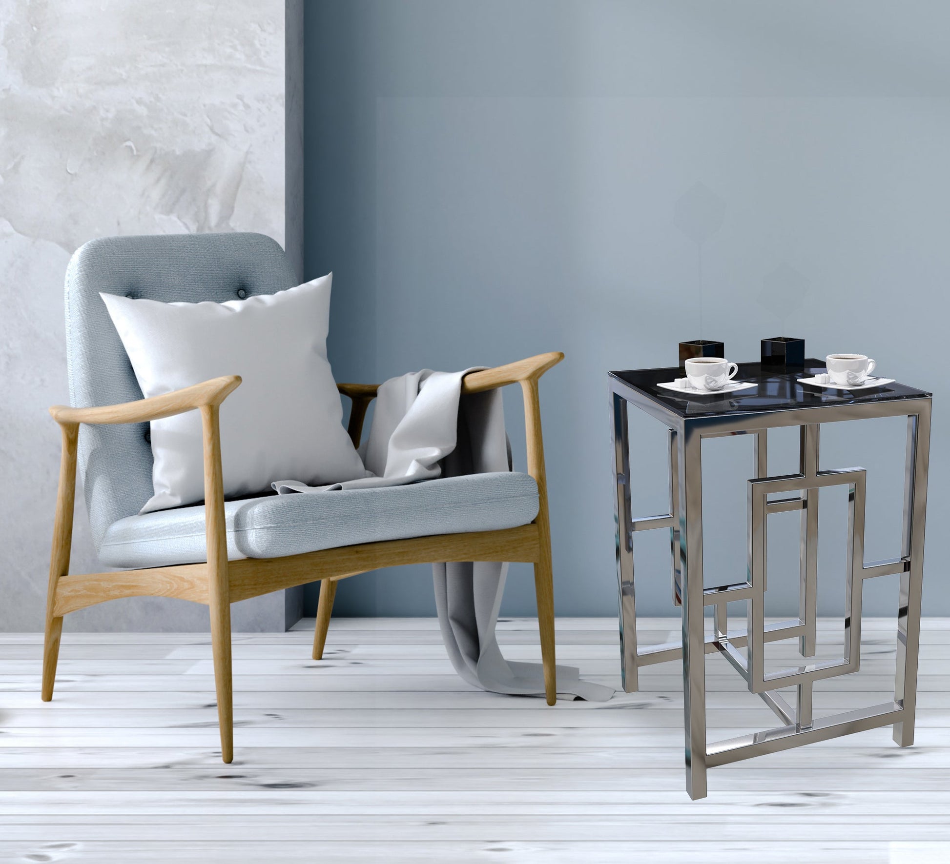 Side table with decorated steel chassis - Vitrine Furniture - Furniture