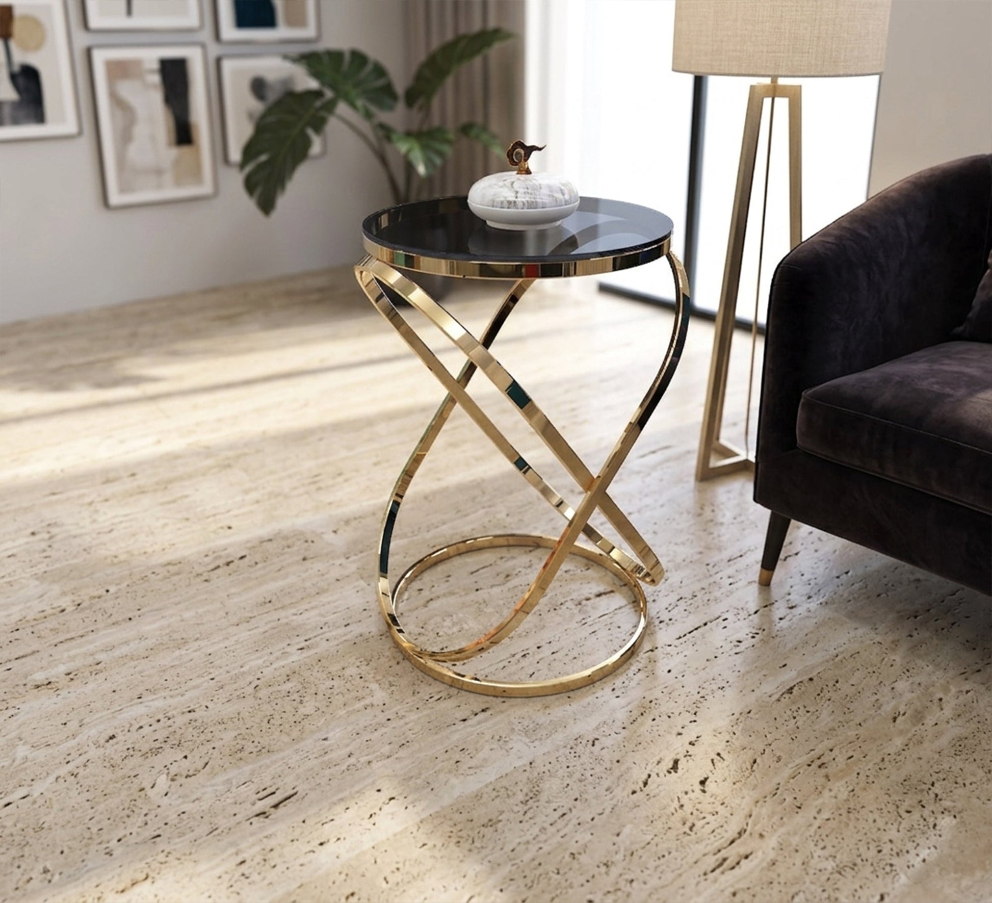 Side table with interlocking oval chassis - Vitrine Furniture - Side Tables