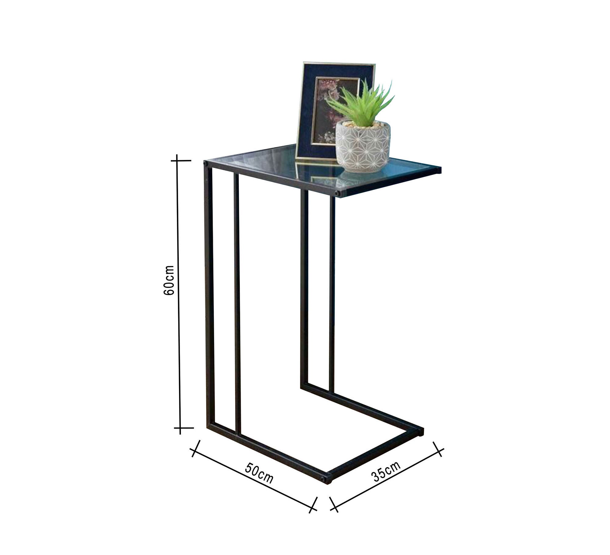 Side table with metal frame and glass surface - Vitrine Furniture - Furniture