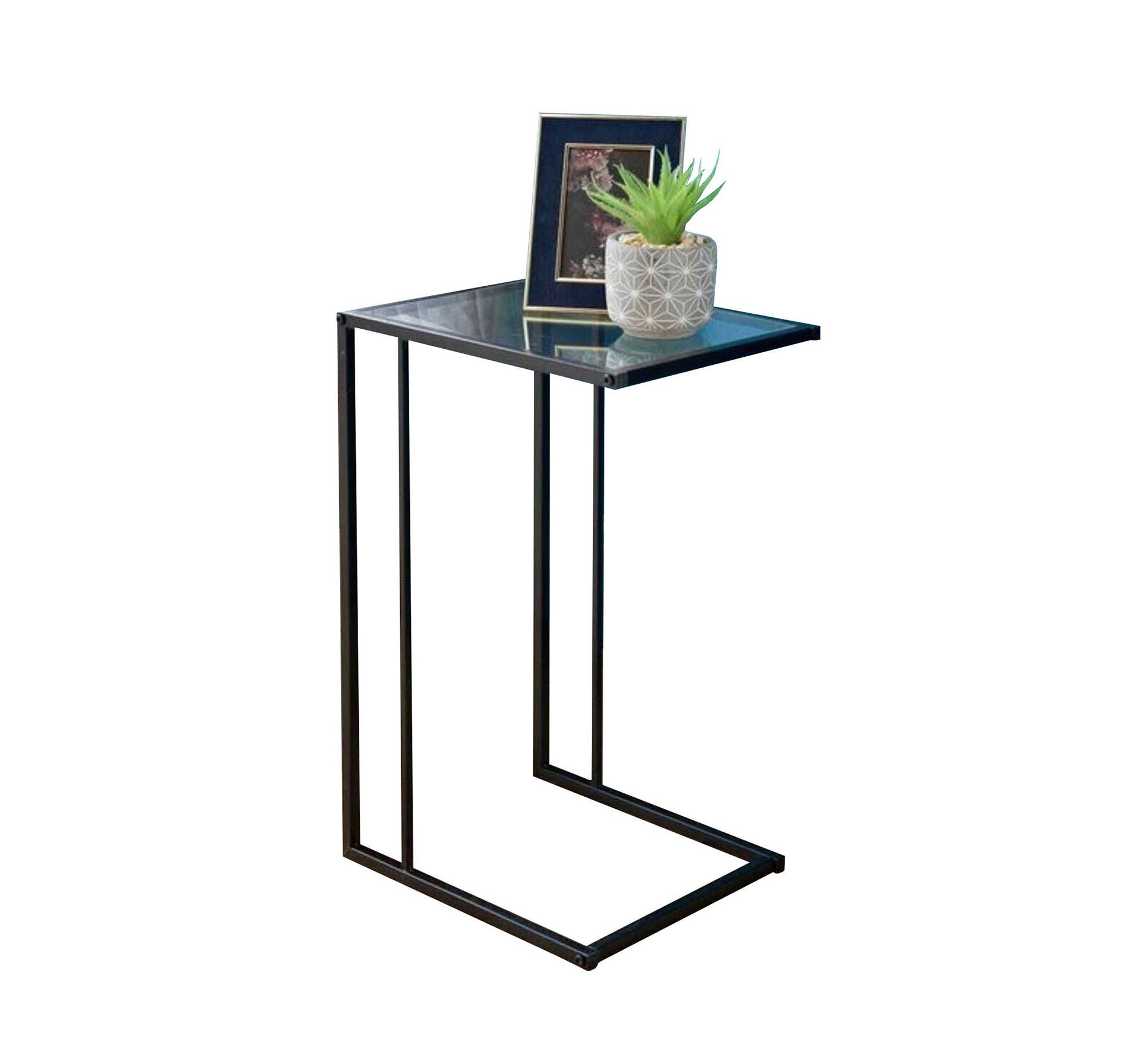 Side table with metal frame and glass surface - Vitrine Furniture - Furniture