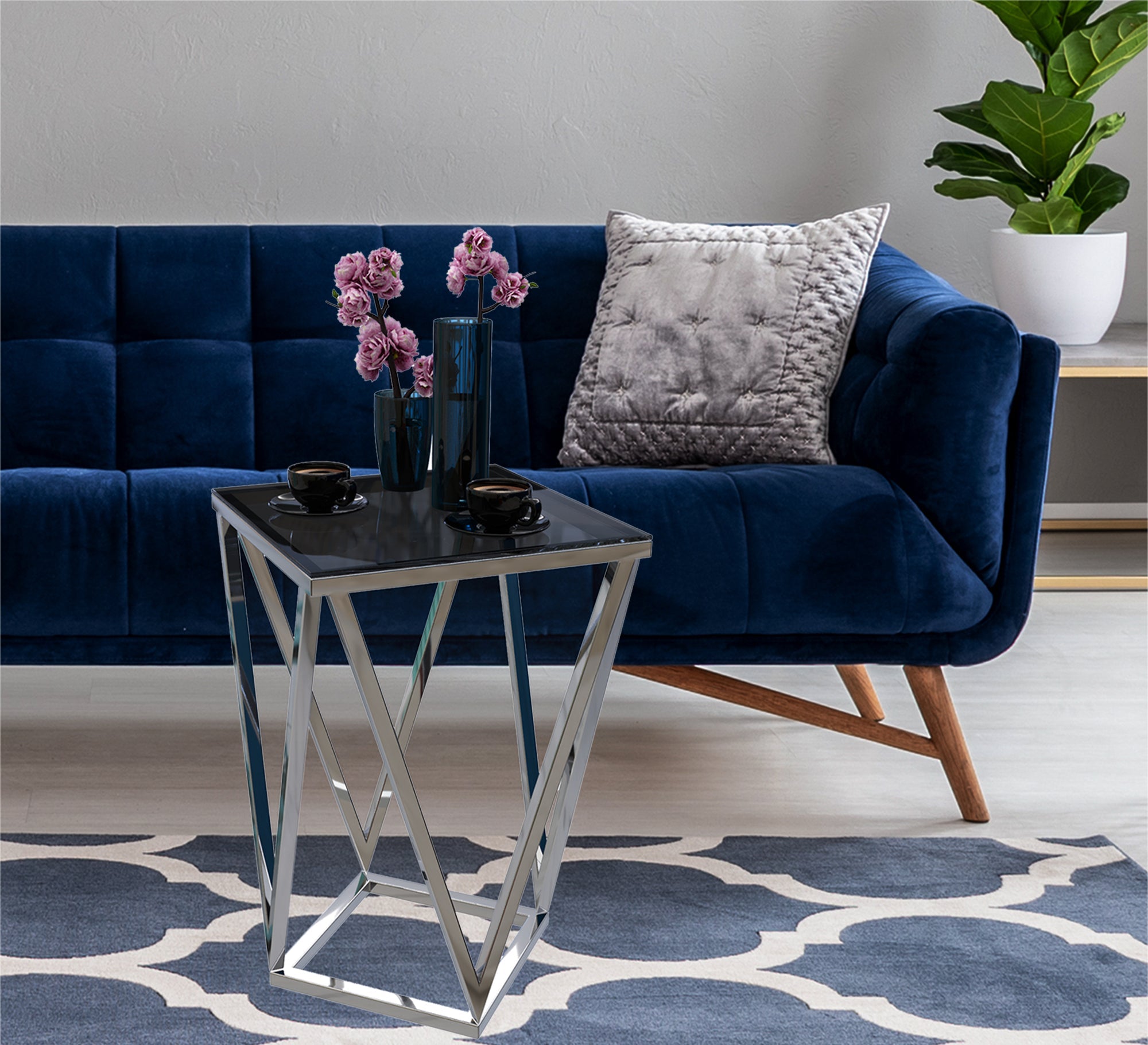 Side table with triangle steel frame - Vitrine Furniture - Furniture