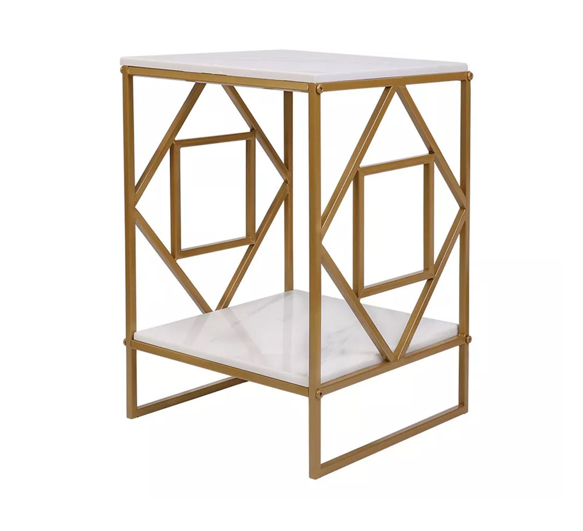 Side table with two shelves with a gold metal frame - Vitrine Furniture - Furniture