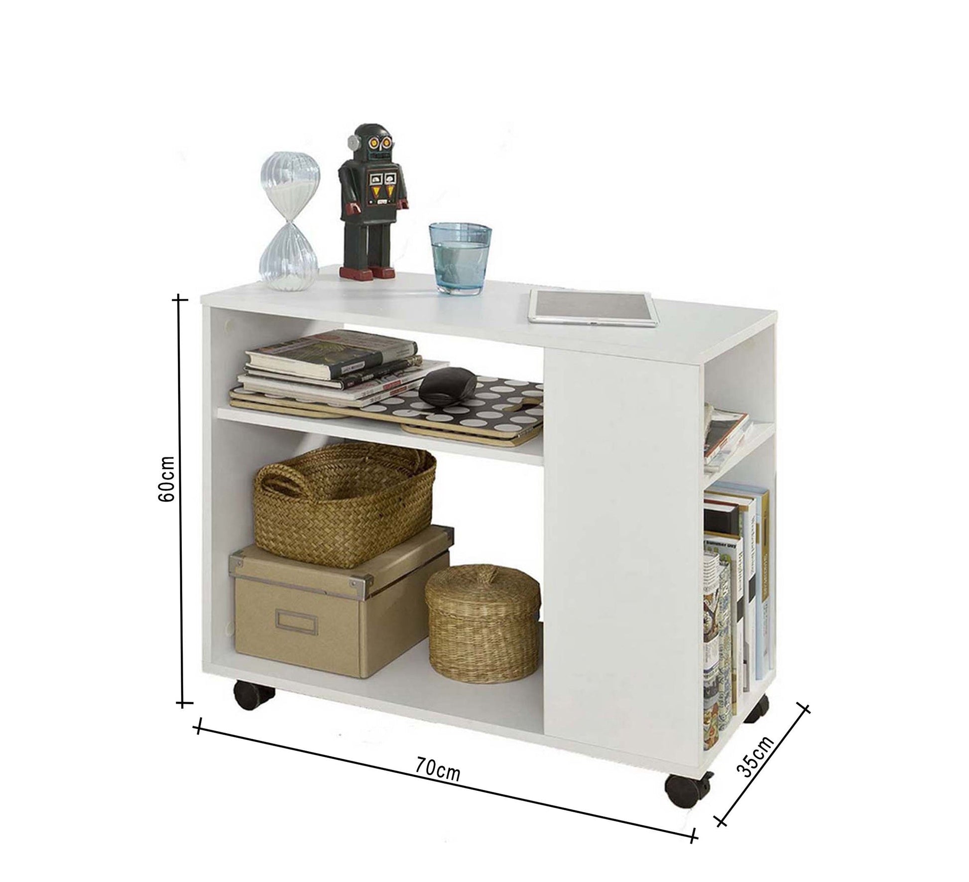 Side table with wheels and two large shelves - Vitrine Furniture - Furniture