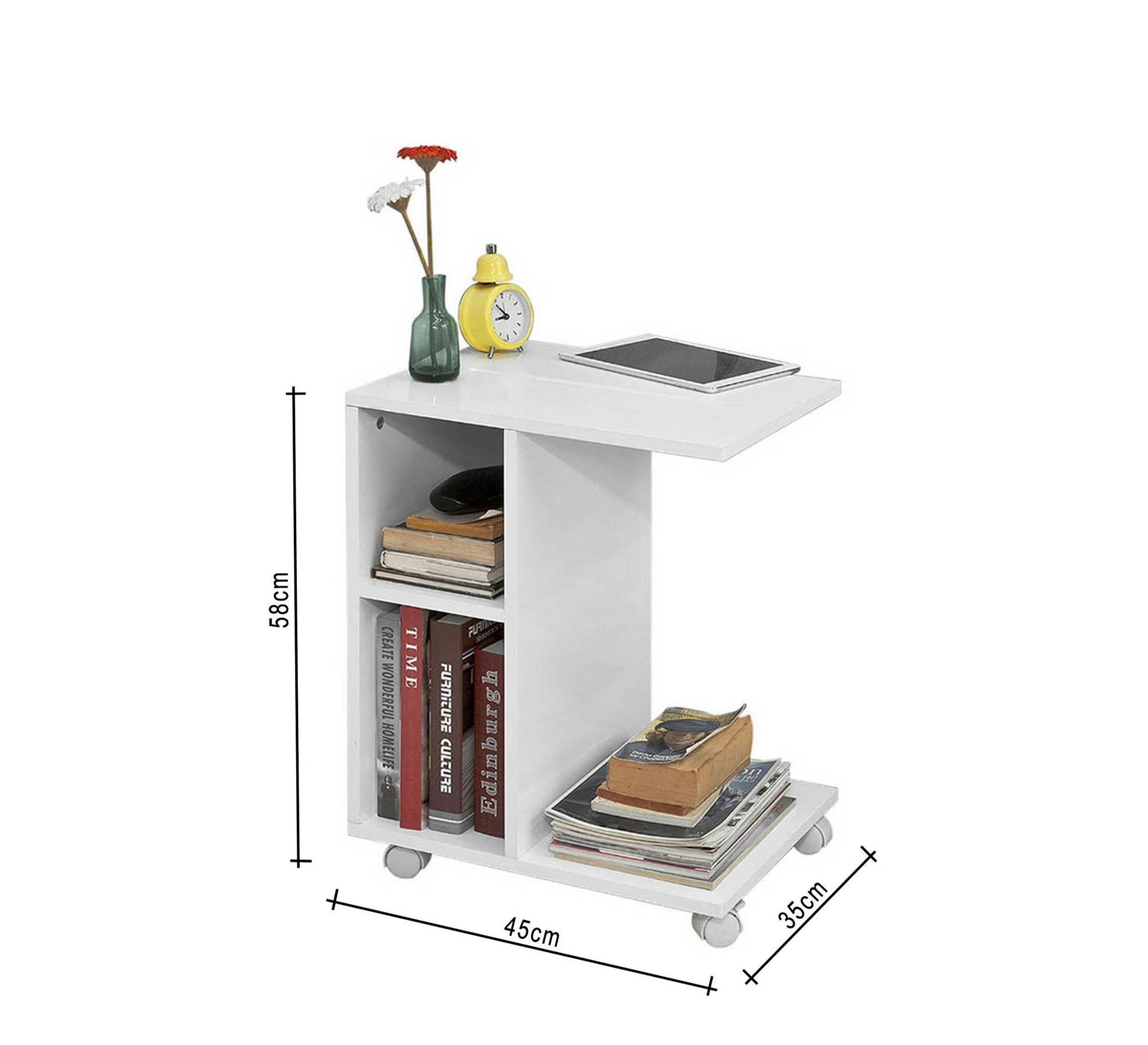 Side table with wheels and two small shelves - Vitrine Furniture - Furniture