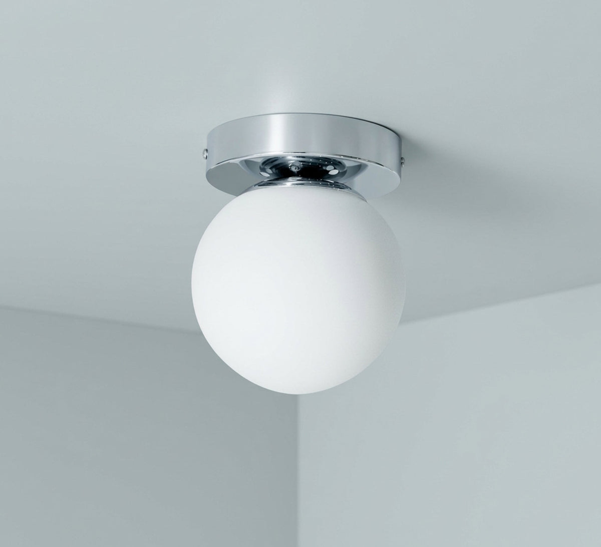 Silver Flush Mount Opal Globe Light - Vitrine Furniture - Ceiling lights
