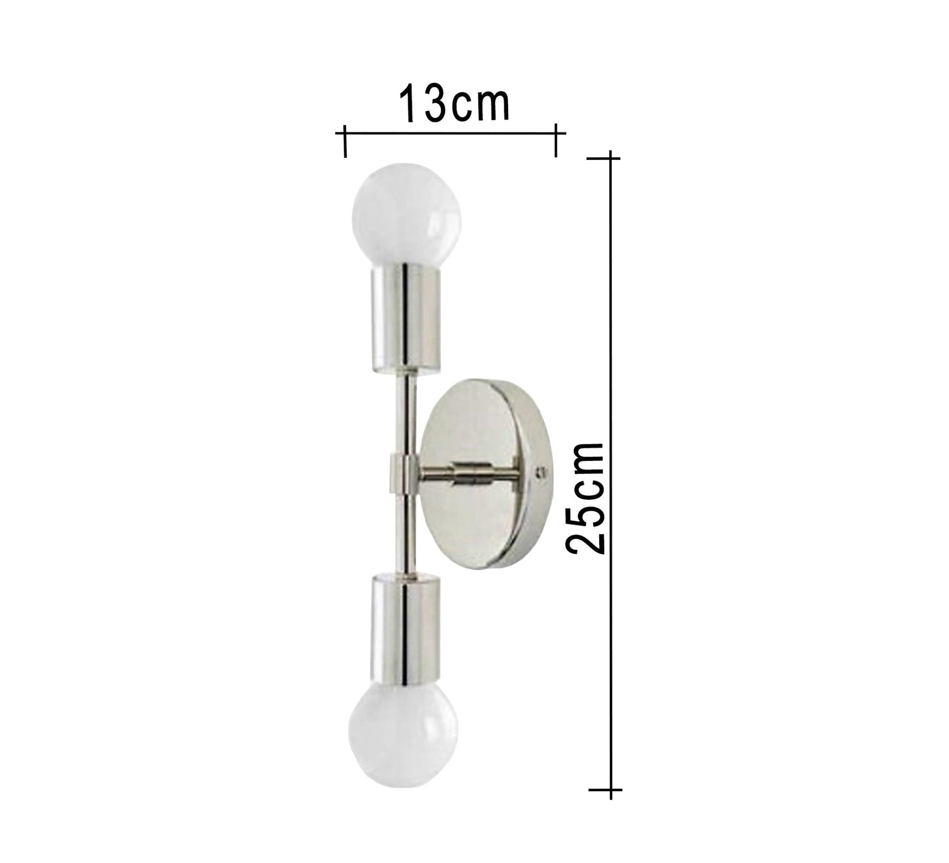 Silver metal wall lamp, 2 bulbs - Vitrine Furniture - Lighting