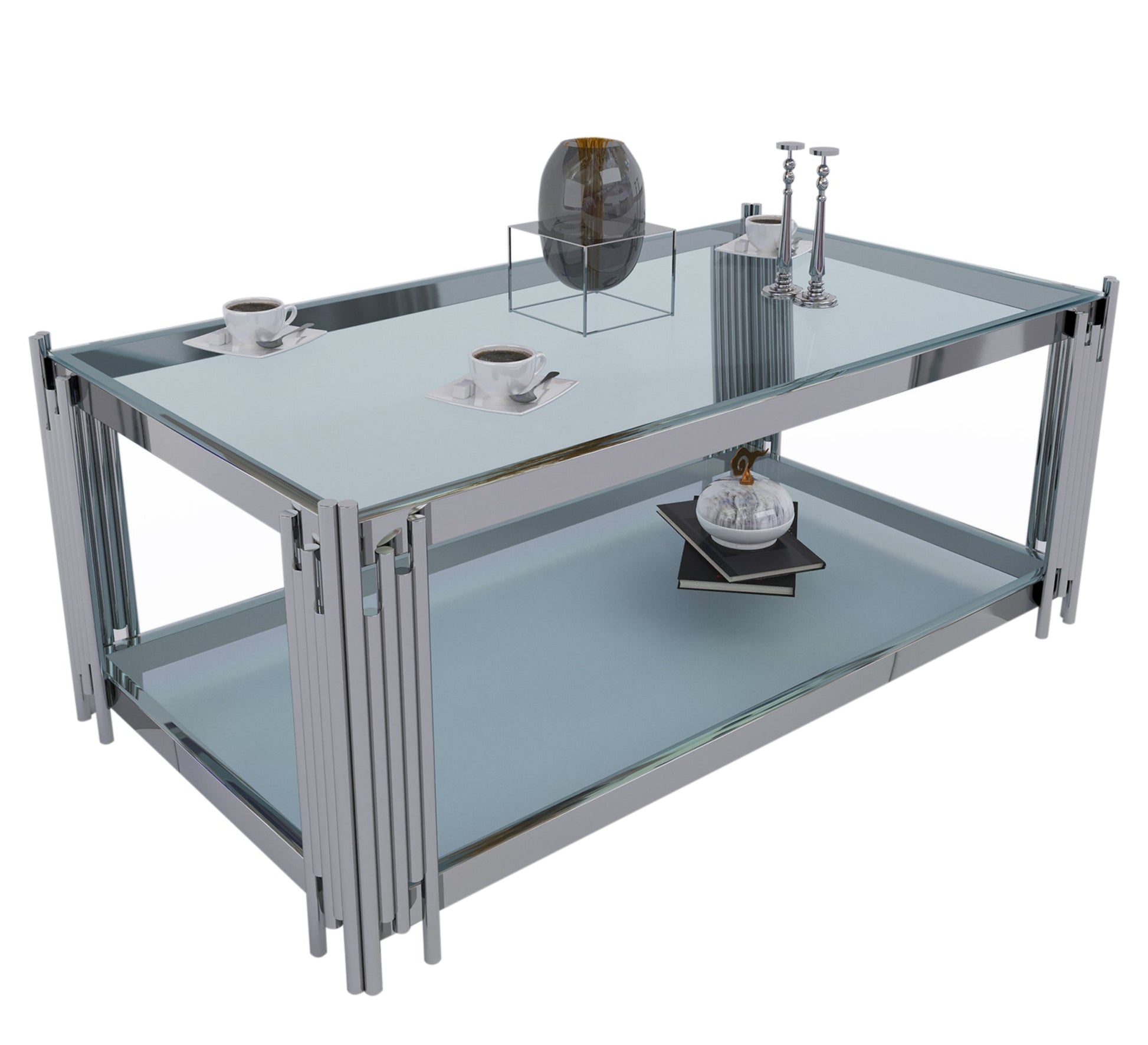 Silver rectangular frame table - Vitrine Furniture - Furniture