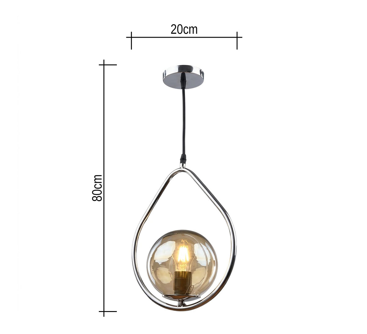 Silver Teardrop Pendant with Amber Glass - Vitrine Furniture - Ceiling lights