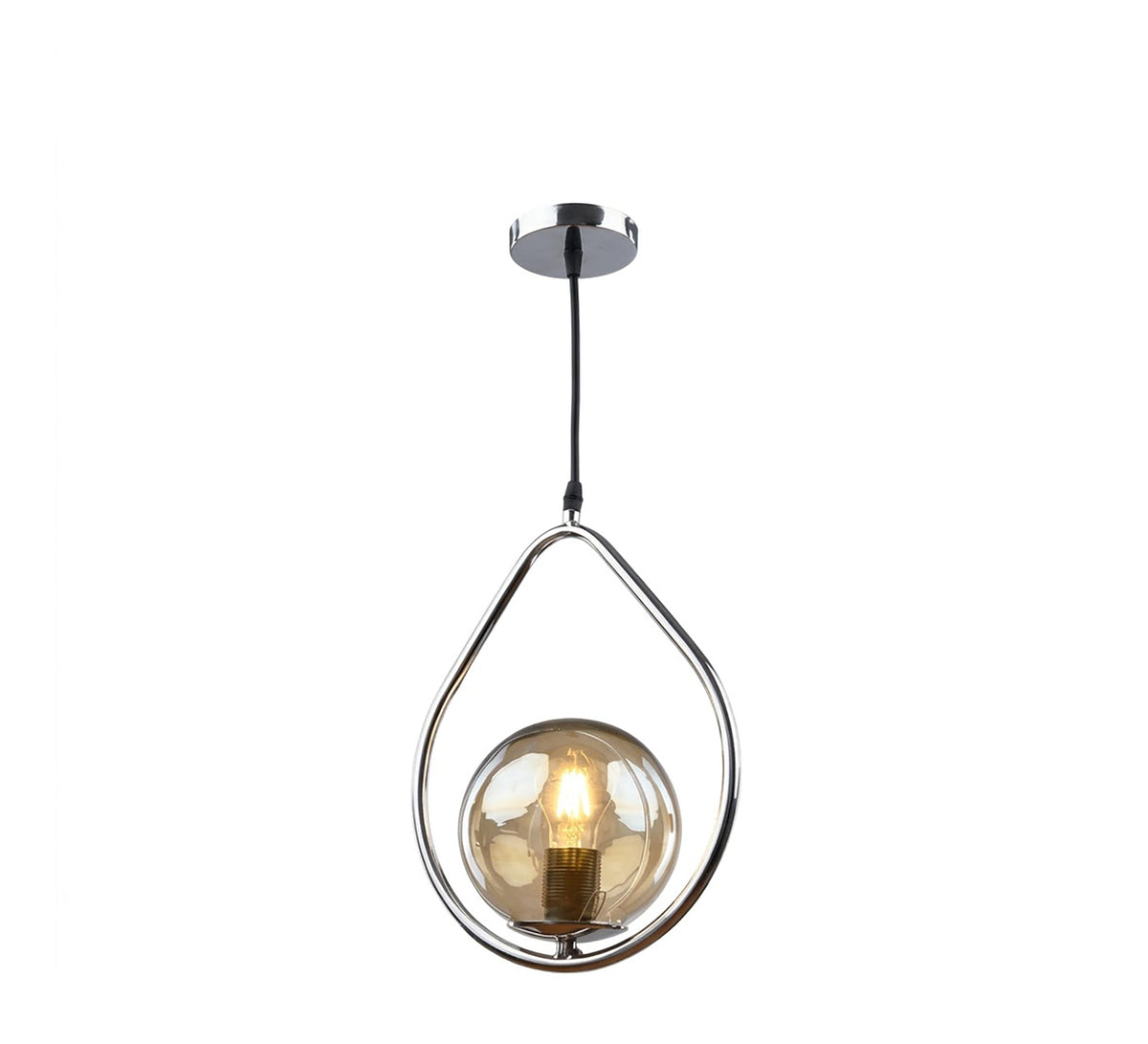 Silver Teardrop Pendant with Amber Glass - Vitrine Furniture - Ceiling lights