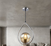 Silver Teardrop Pendant with Amber Glass - Vitrine Furniture - Ceiling lights