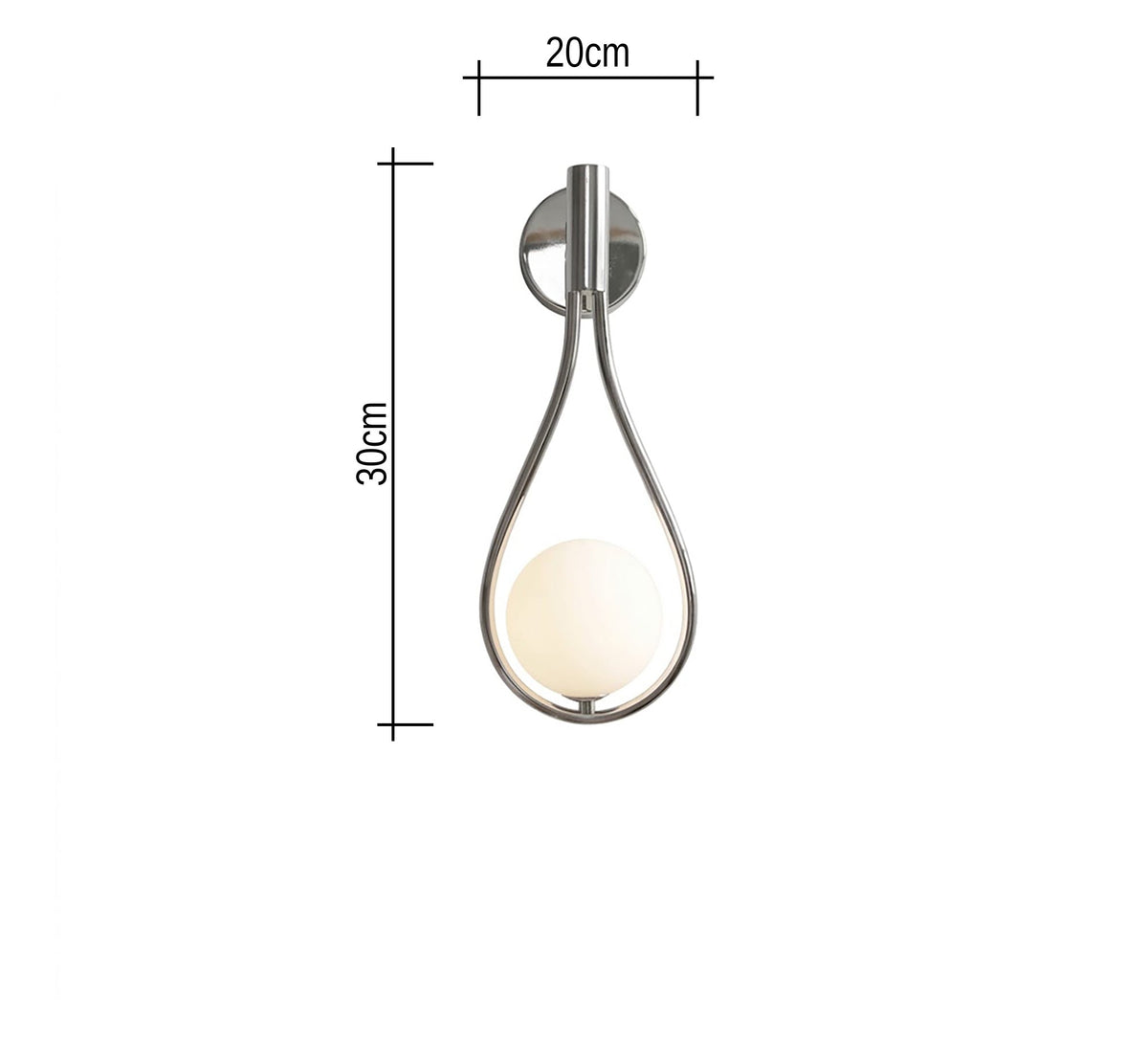 Silver Teardrop Wall Sconce with Globe - Vitrine Furniture - Wall Sconce