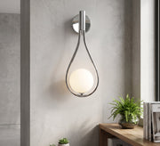 Silver Teardrop Wall Sconce with Globe - Vitrine Furniture - Wall Sconce