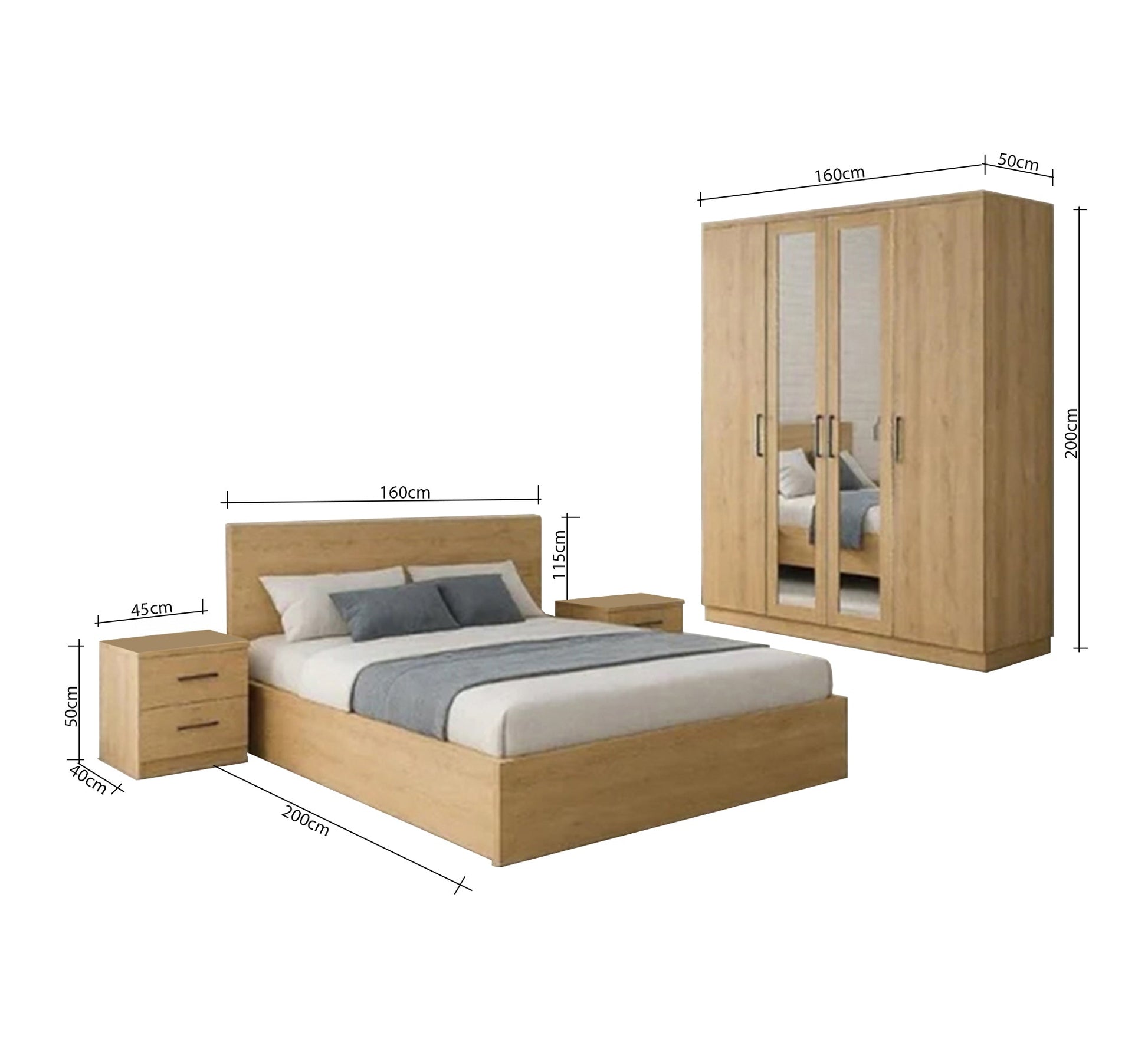 Simple and calm bedroom in wood color - Vitrine Furniture - Furniture
