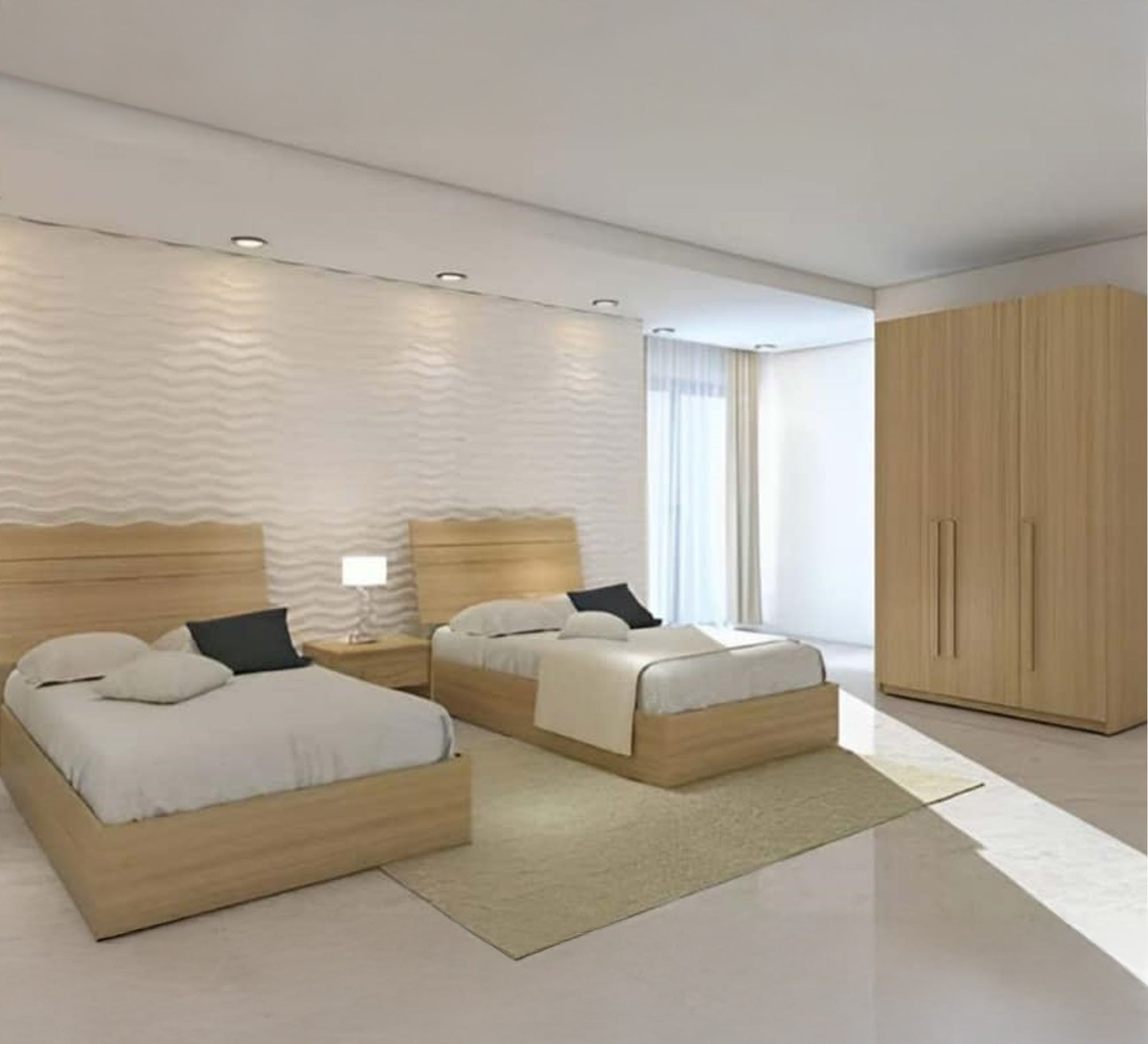 Simple bedroom design in light wood color - Vitrine Furniture - Furniture