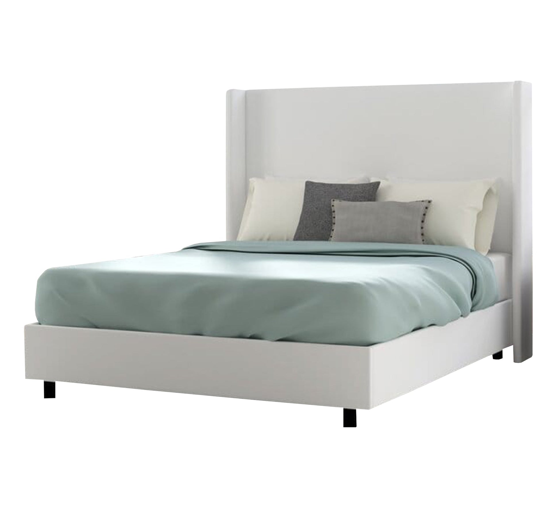 Simple beige upholstered bed - Vitrine Furniture - Furniture