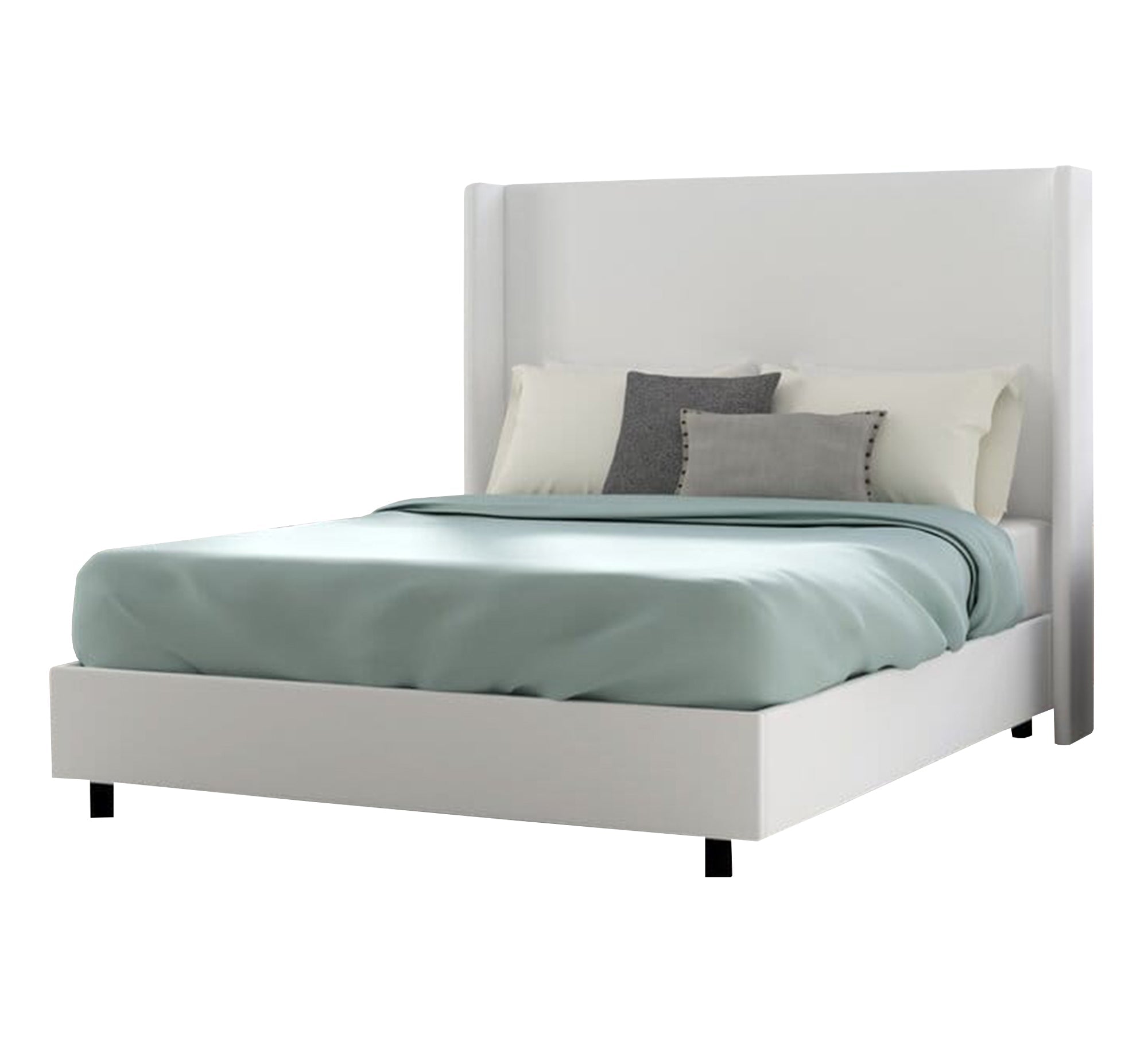 Simple beige upholstered bed - Vitrine Furniture - Furniture