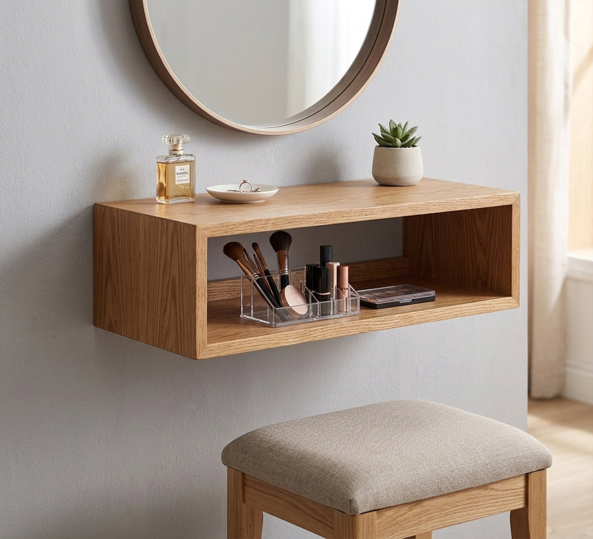 Simple, elegant and practical wooden hanging table - Vitrine Furniture - Nightstand