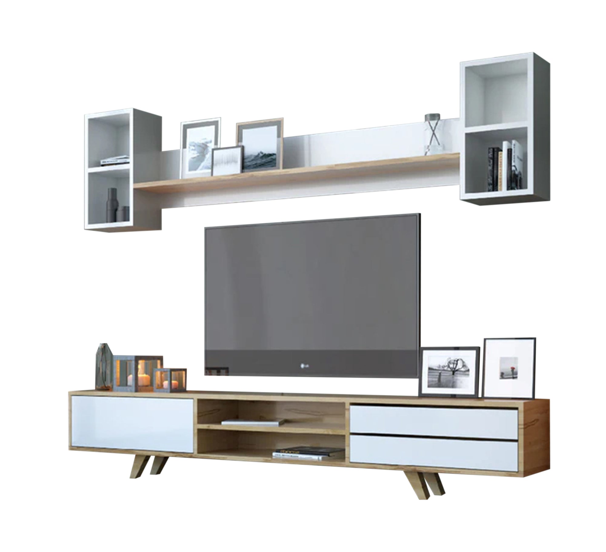 Simple TV unit with hanging shelves - Vitrine Furniture - Furniture