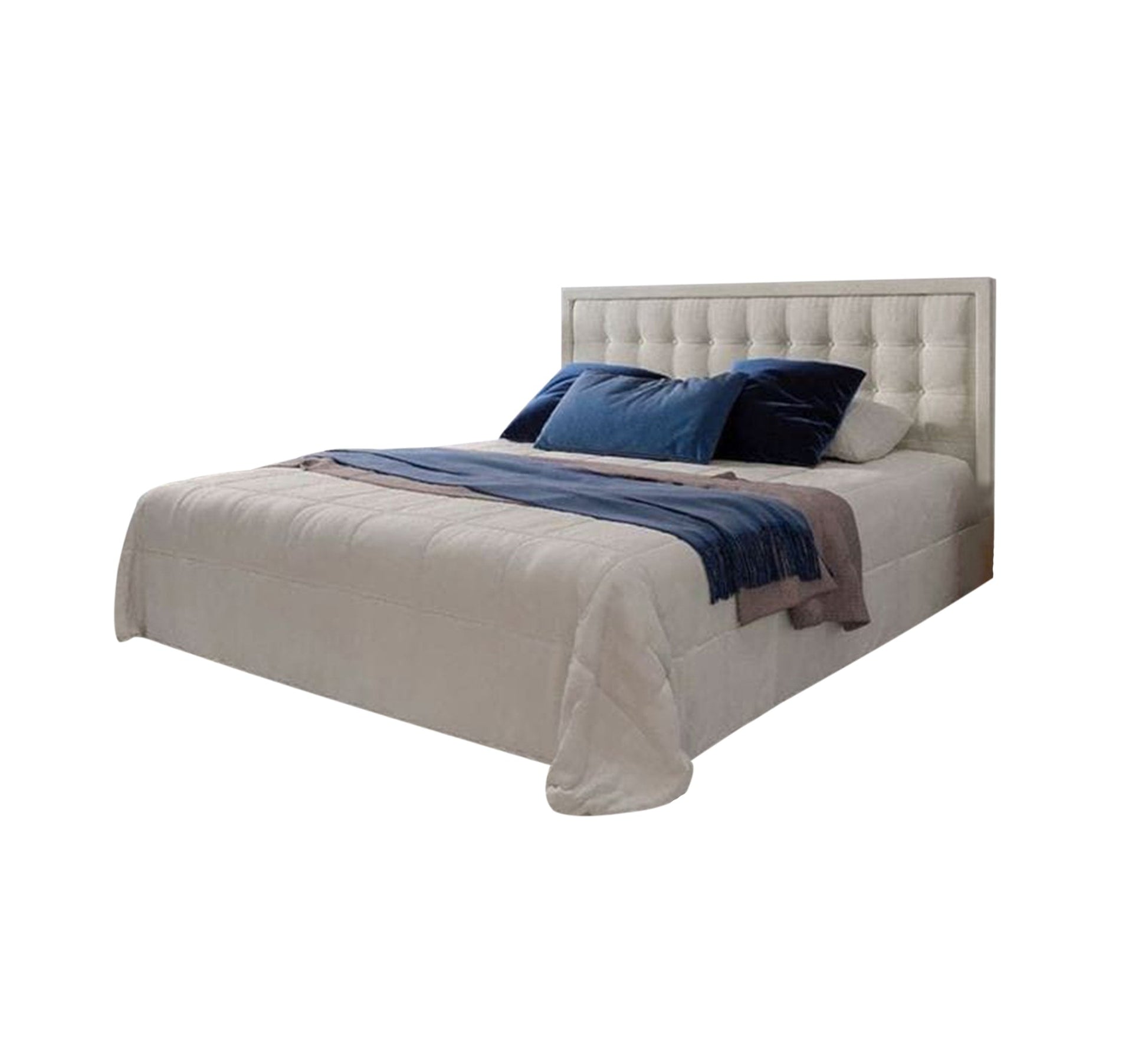 Simple white bed with a padded headboard - Vitrine Furniture - Furniture