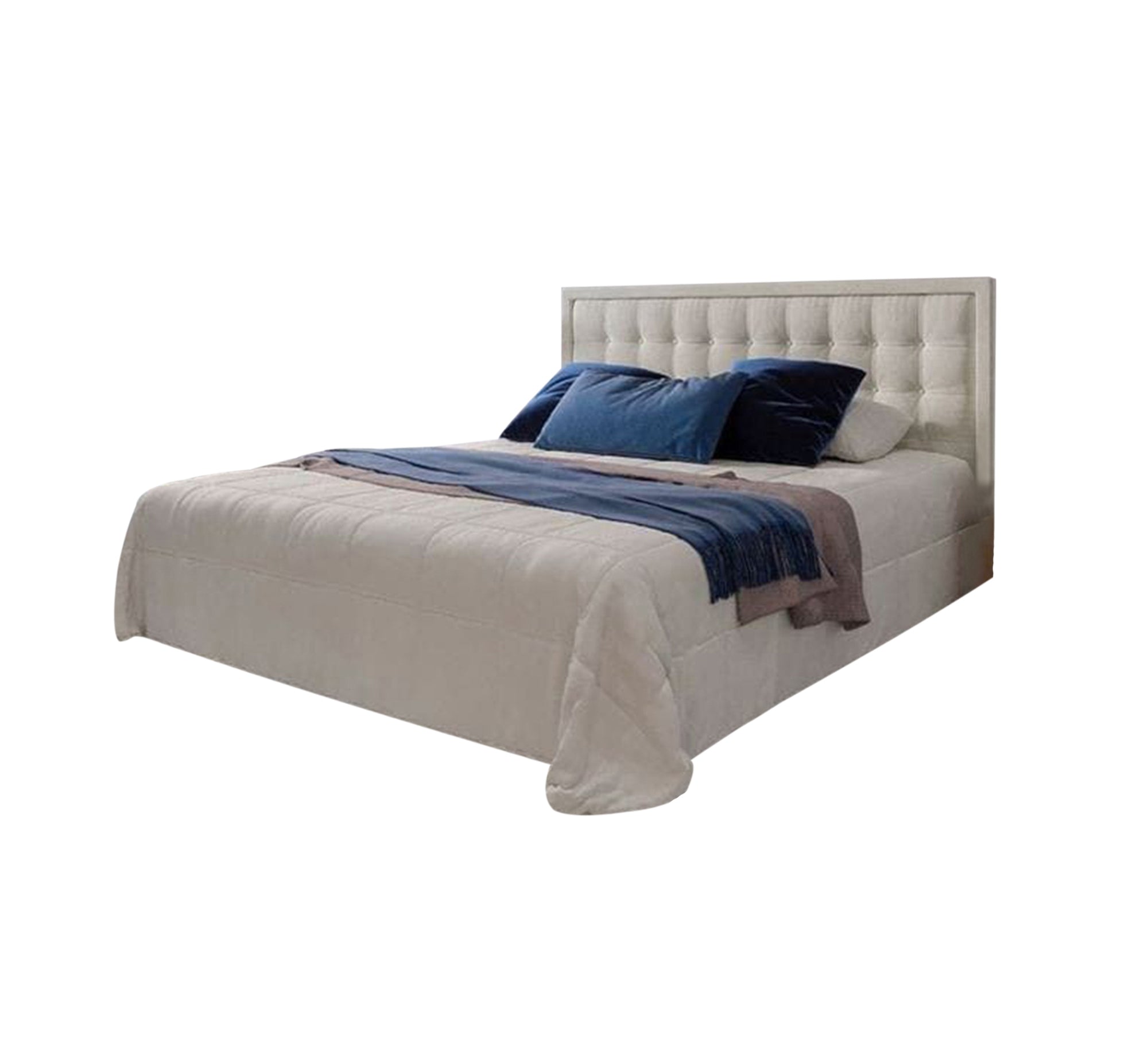 Simple white bed with a padded headboard - Vitrine Furniture - Furniture