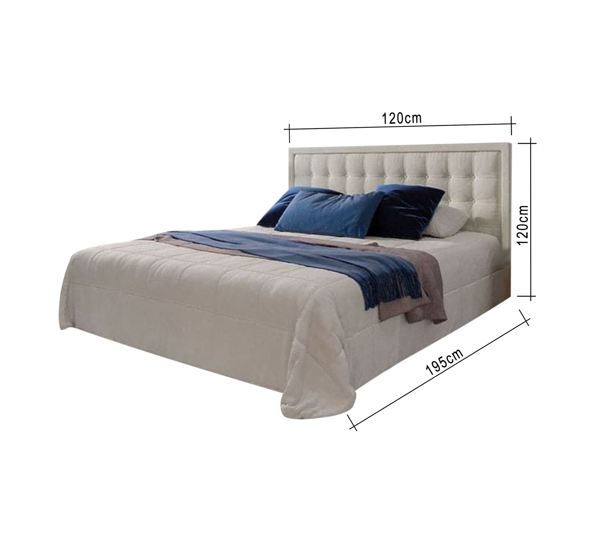 Simple white bed with a padded headboard - Vitrine Furniture - Furniture