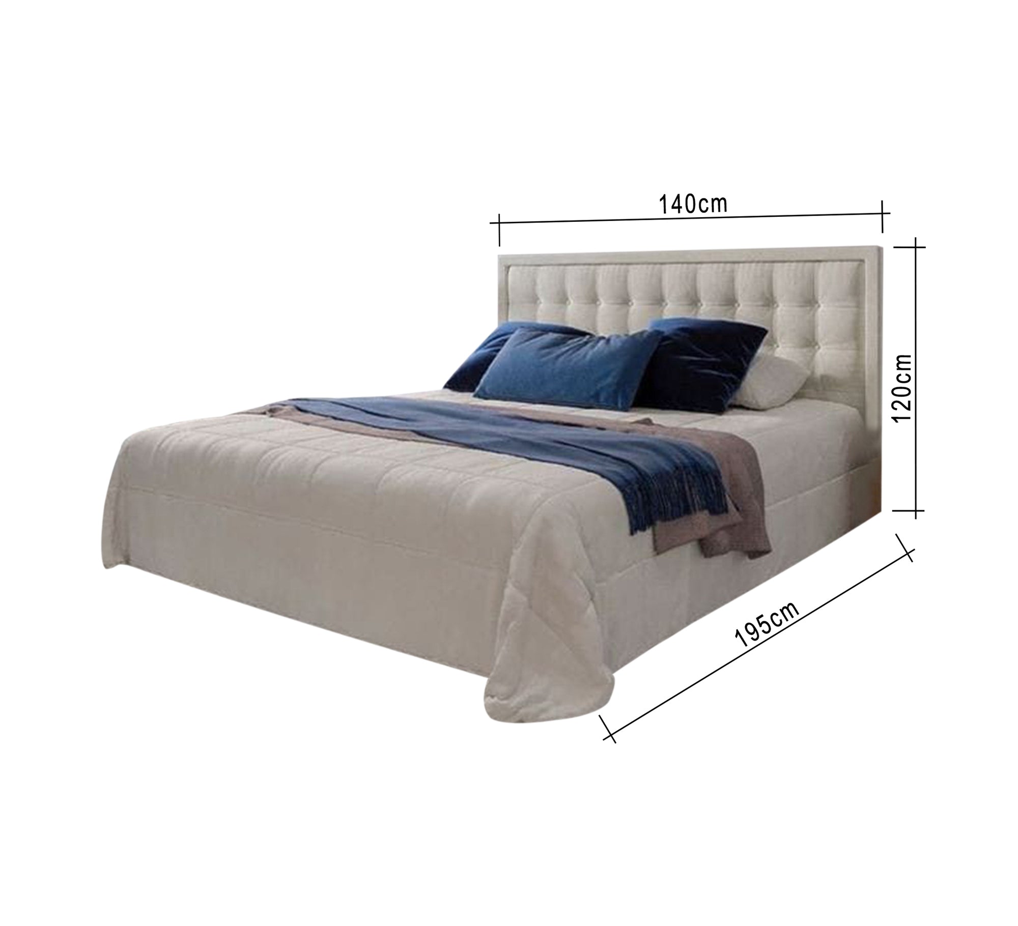 Simple white bed with a padded headboard - Vitrine Furniture - Furniture