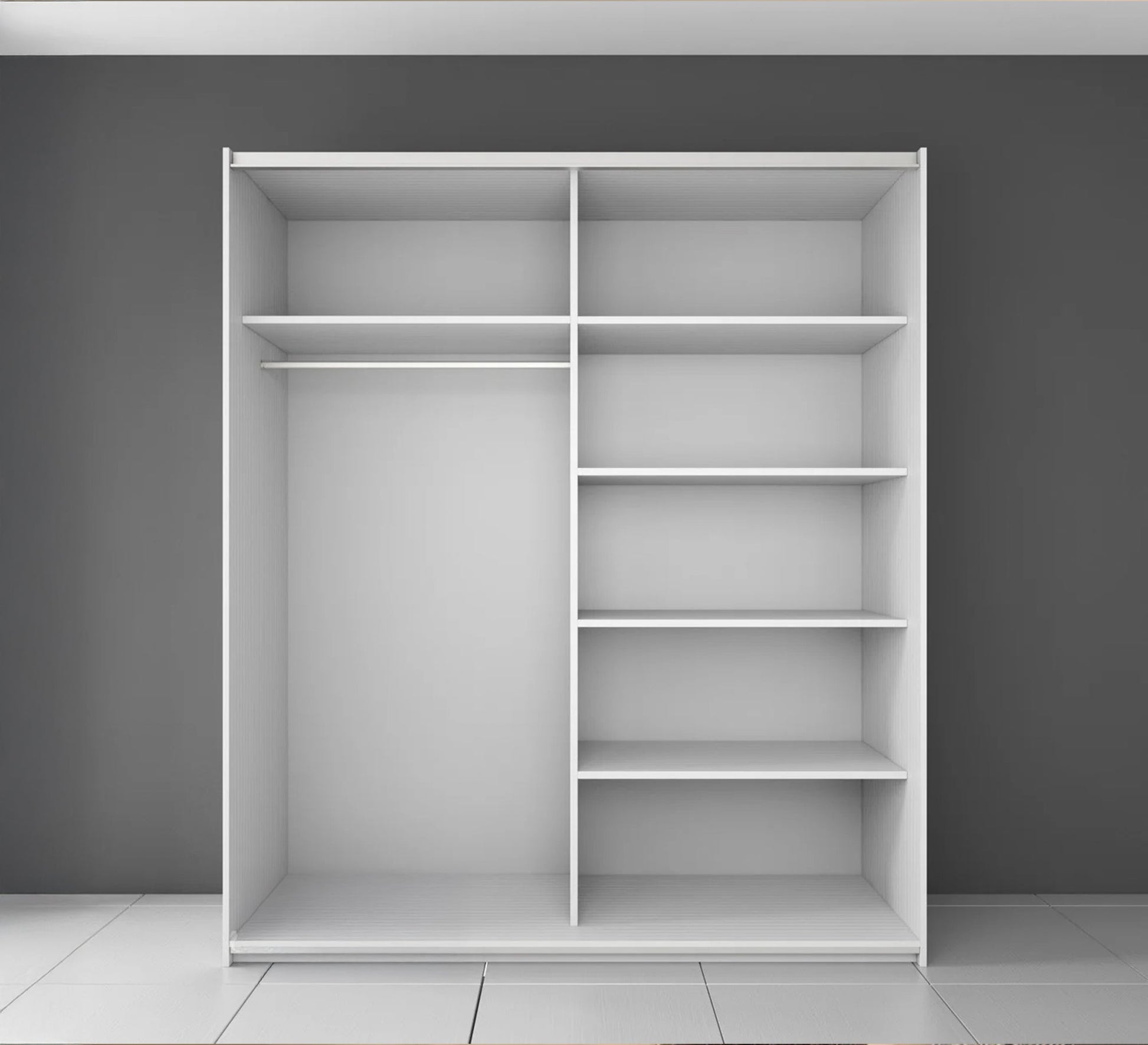 Simple white sliding door wardrobe - Vitrine Furniture - Furniture