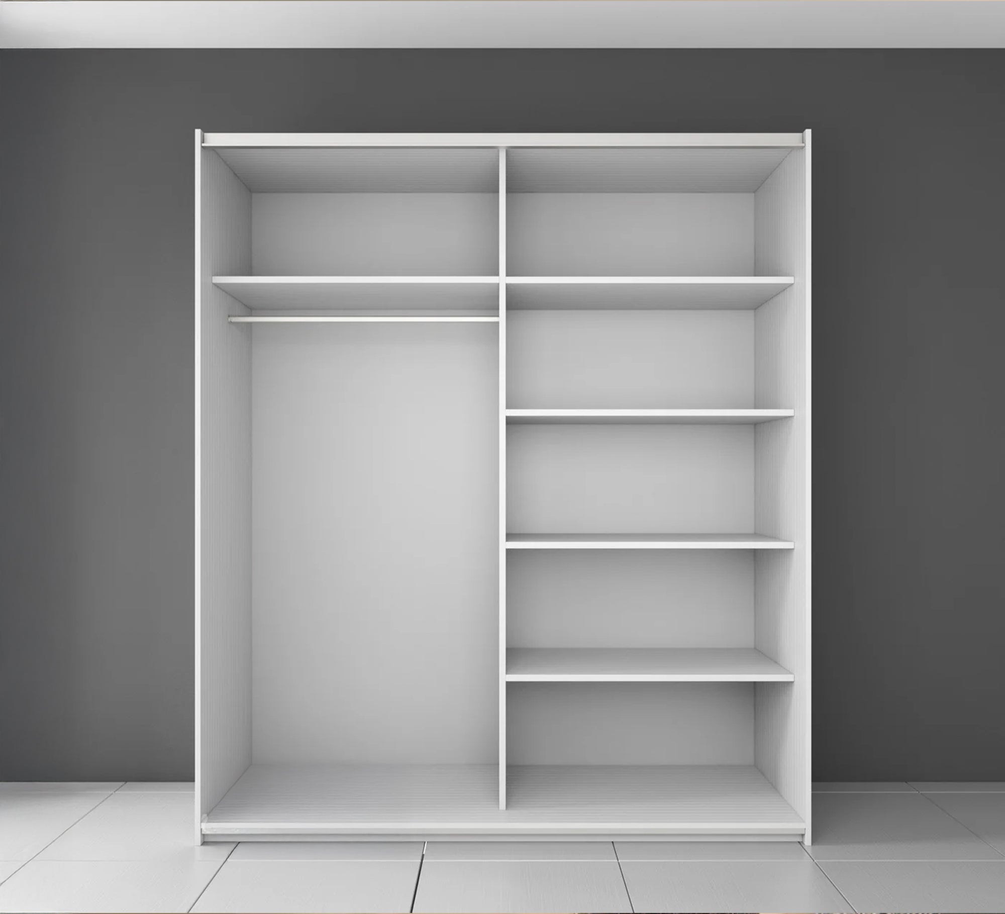 Simple white sliding door wardrobe - Vitrine Furniture - Furniture