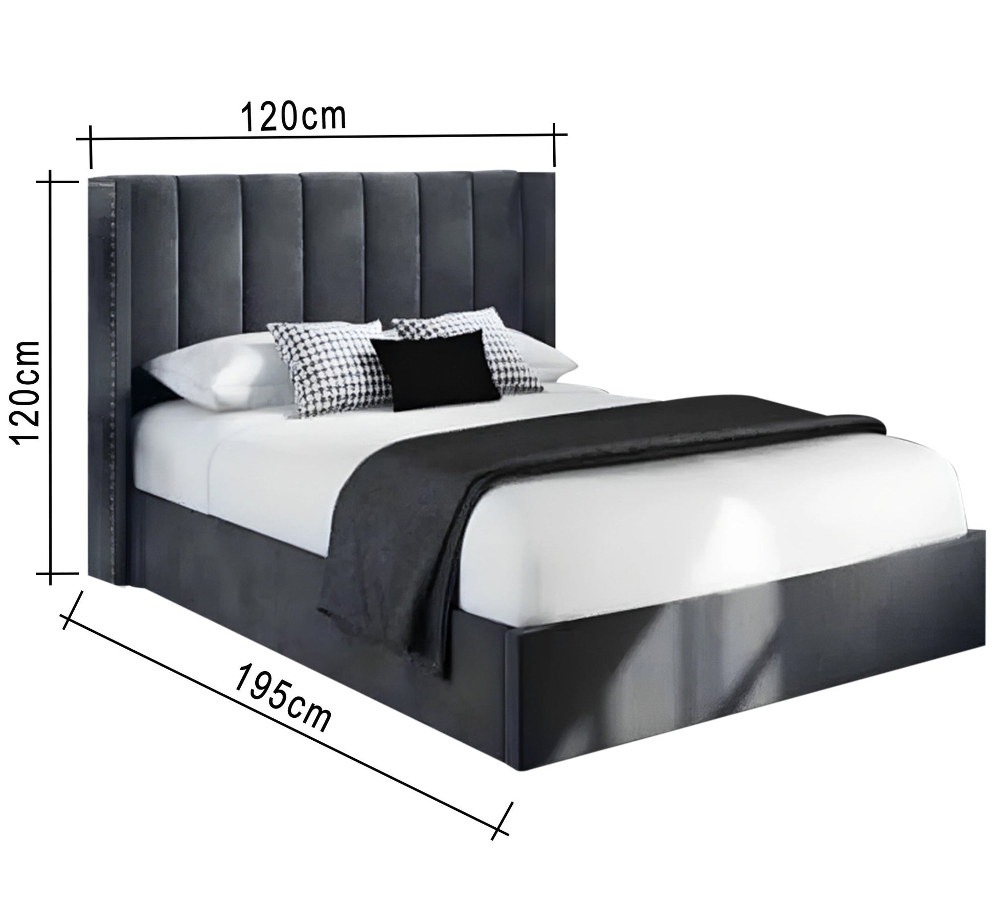 Single Bed: Chic, Cozy, Vertical Lined Upholstery - Vitrine Furniture - Furniture