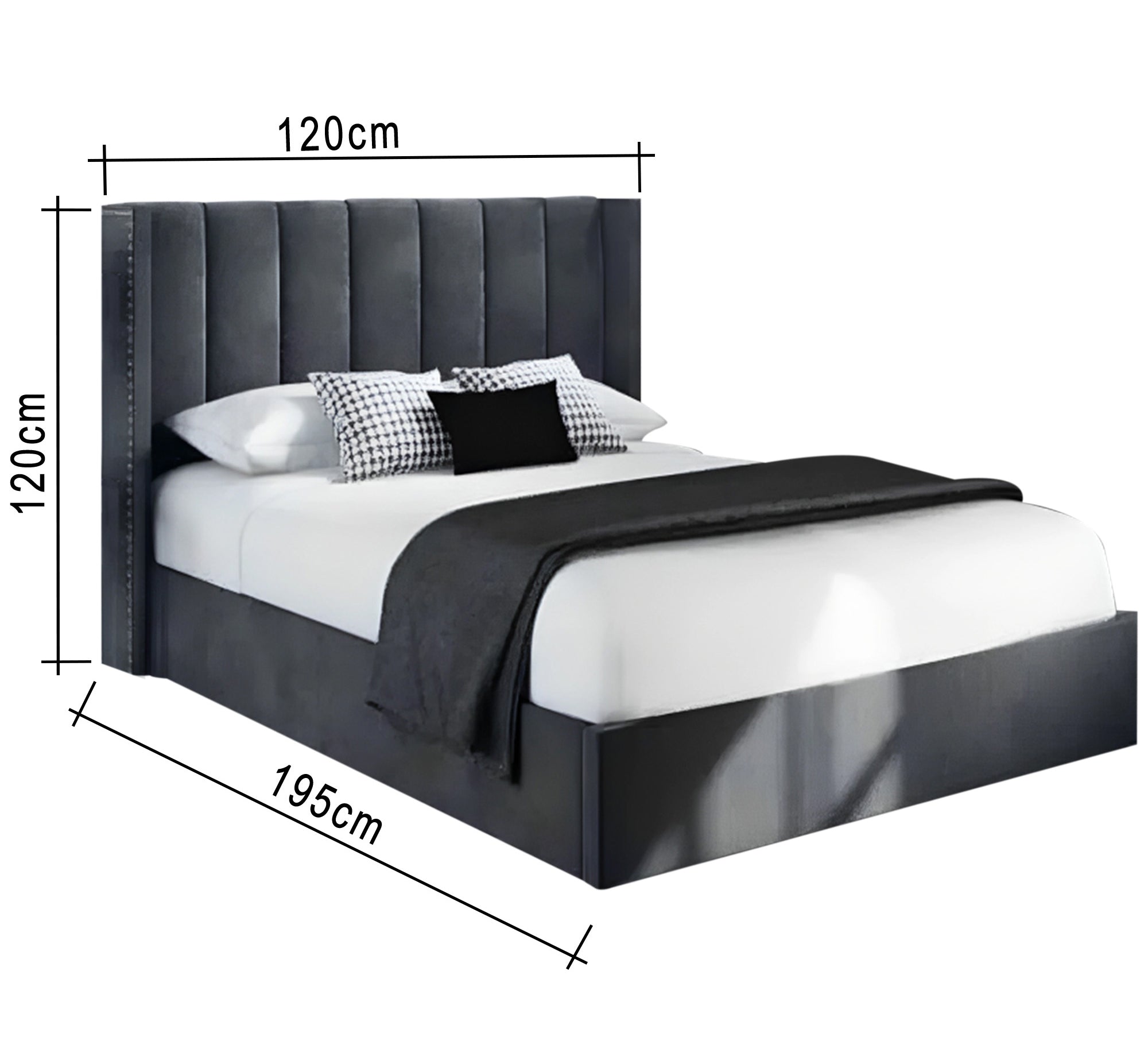 Single Bed: Chic, Cozy, Vertical Lined Upholstery - Vitrine Furniture - Furniture