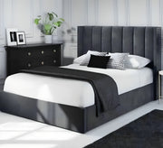 Single Bed: Chic, Cozy, Vertical Lined Upholstery - Vitrine Furniture - Furniture