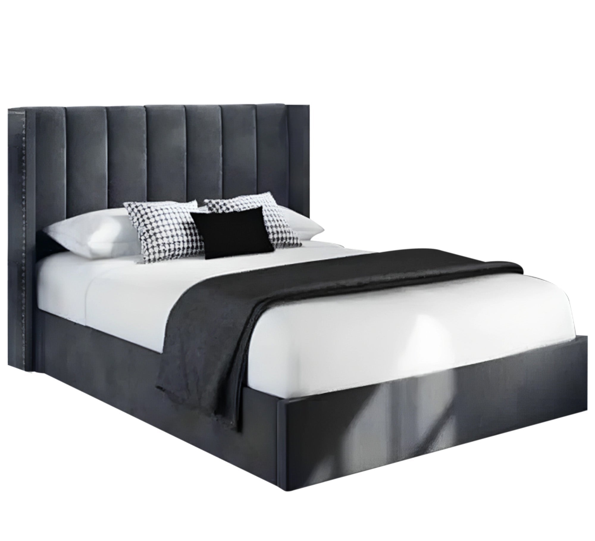 Single Bed: Chic, Cozy, Vertical Lined Upholstery - Vitrine Furniture - Furniture