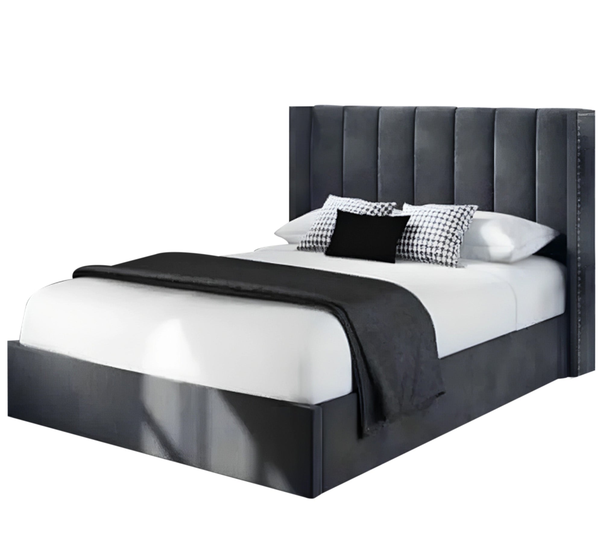 Single Bed: Chic, Cozy, Vertical Lined Upholstery - Vitrine Furniture - Furniture