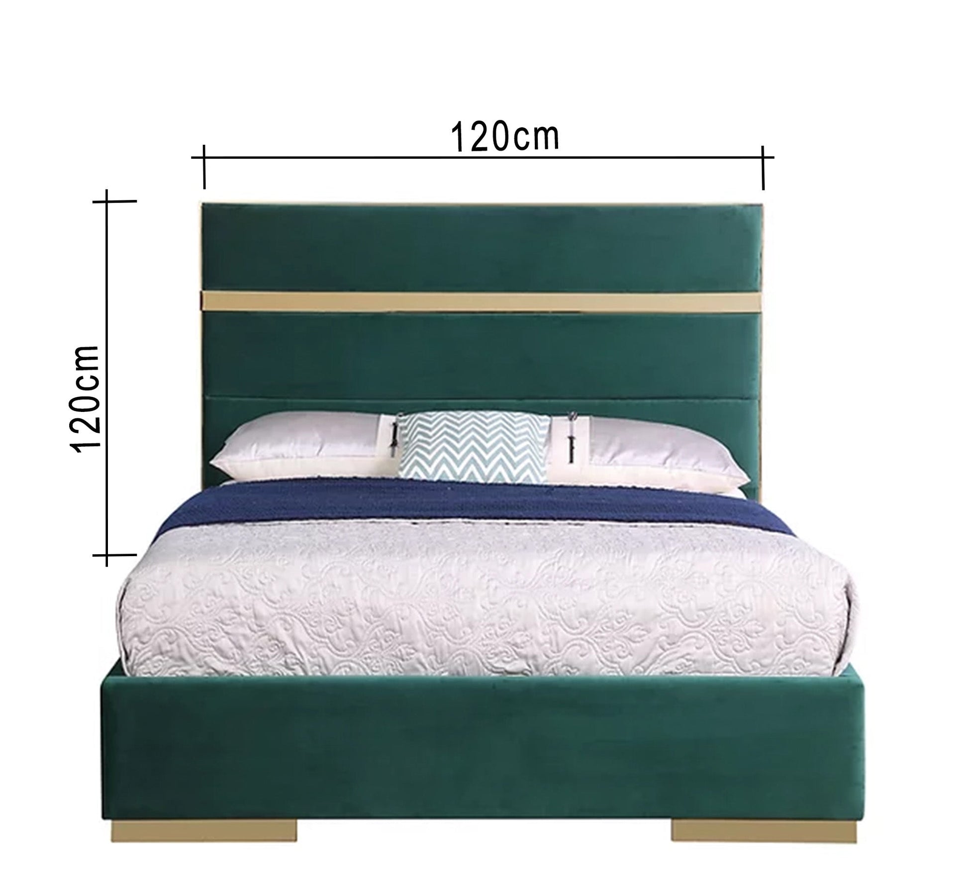 Single Bed, Gold Steel Ornaments, Elegant Comfort - Vitrine Furniture - Furniture