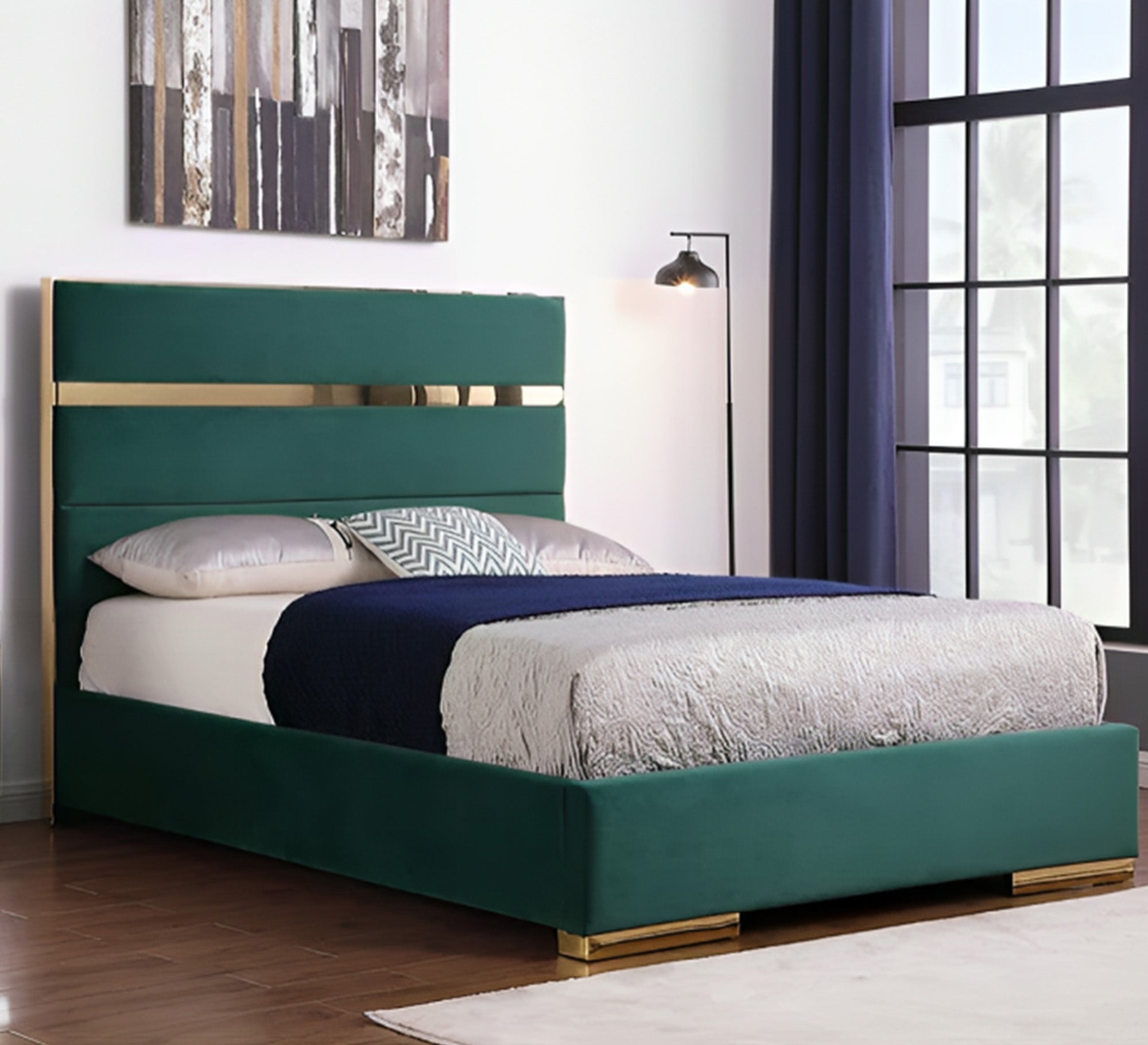 Single Bed, Gold Steel Ornaments, Elegant Comfort - Vitrine Furniture - Furniture