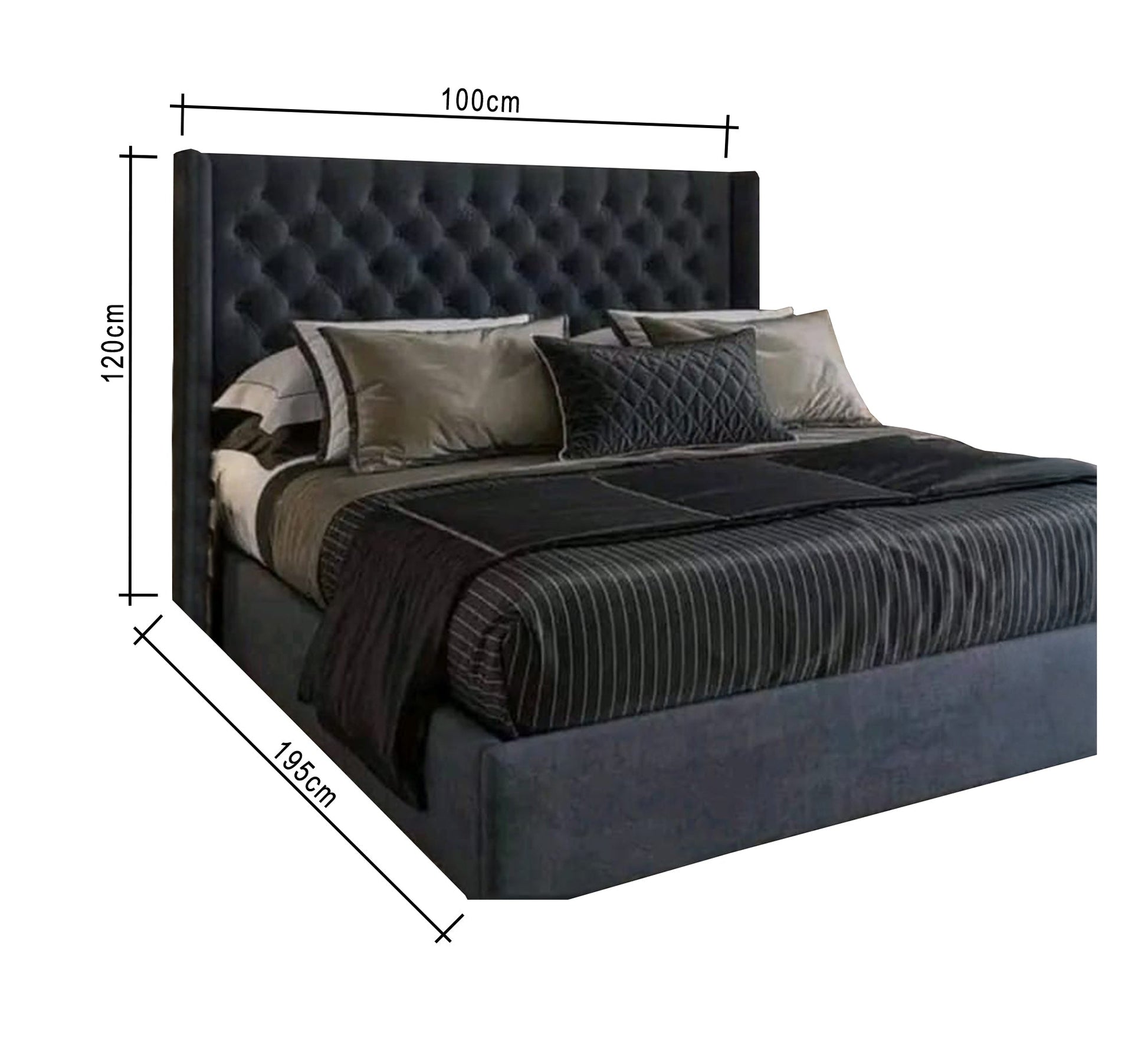 Single bed with black capitone beads - Vitrine Furniture - Furniture