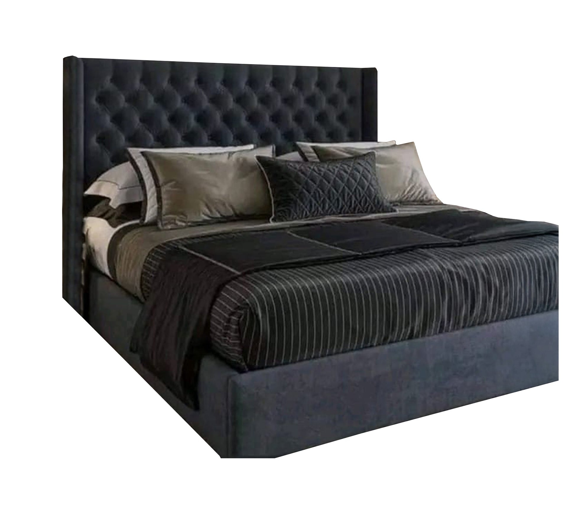 Single bed with black capitone beads - Vitrine Furniture - Furniture