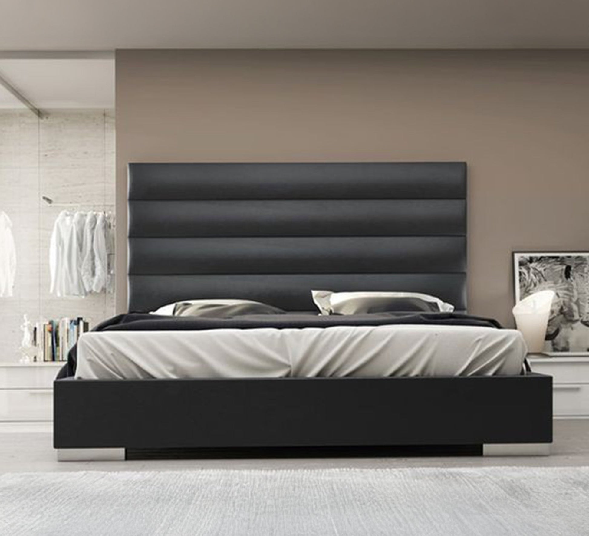 Single bed with black upholstery - Vitrine Furniture - Furniture