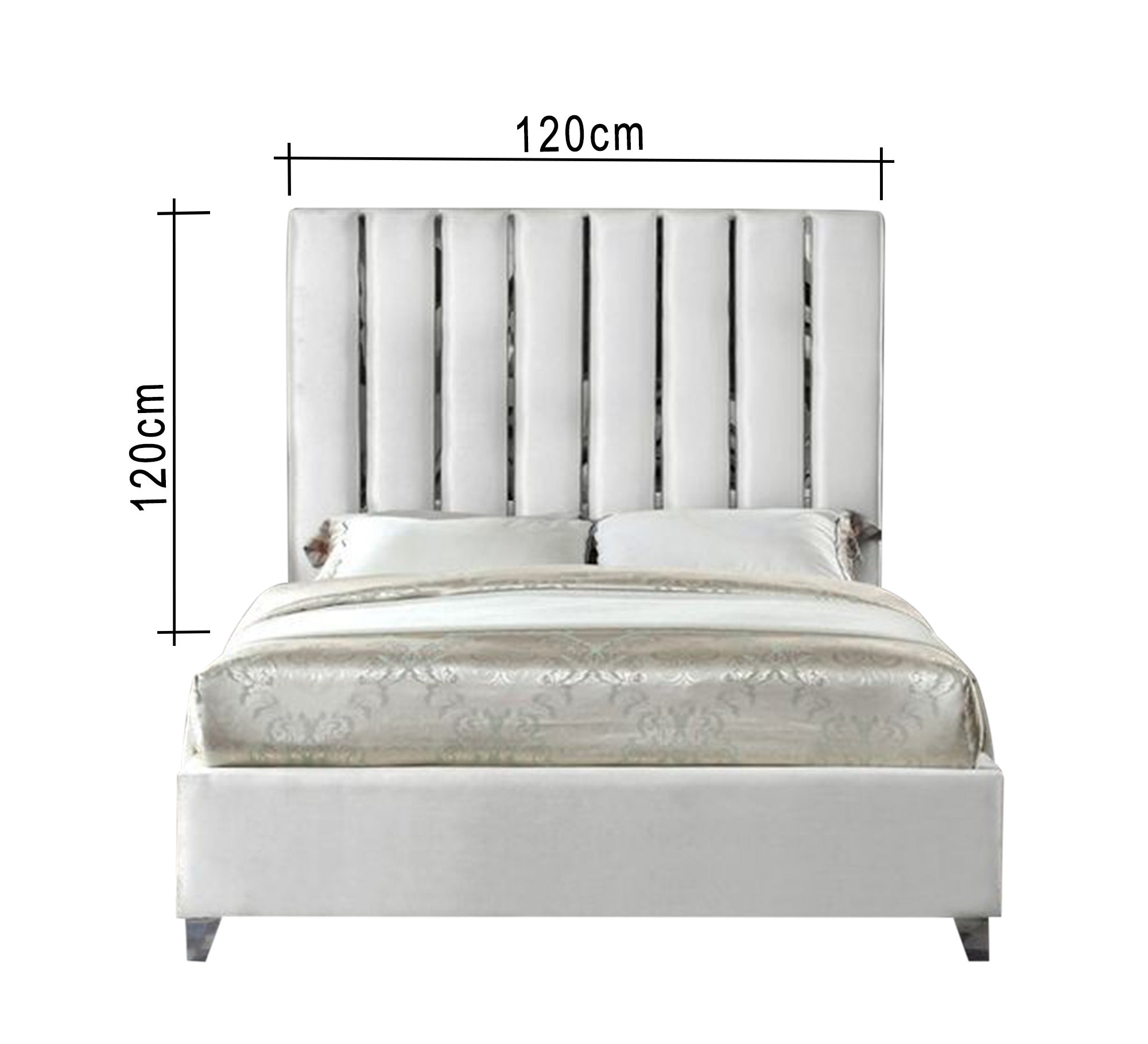 Single bed with longitudinal silver steel ornaments - Vitrine Furniture - Furniture