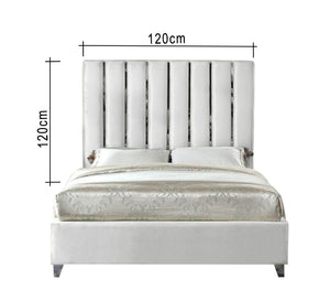 Single bed with longitudinal silver steel ornaments - Vitrine Furniture - Furniture