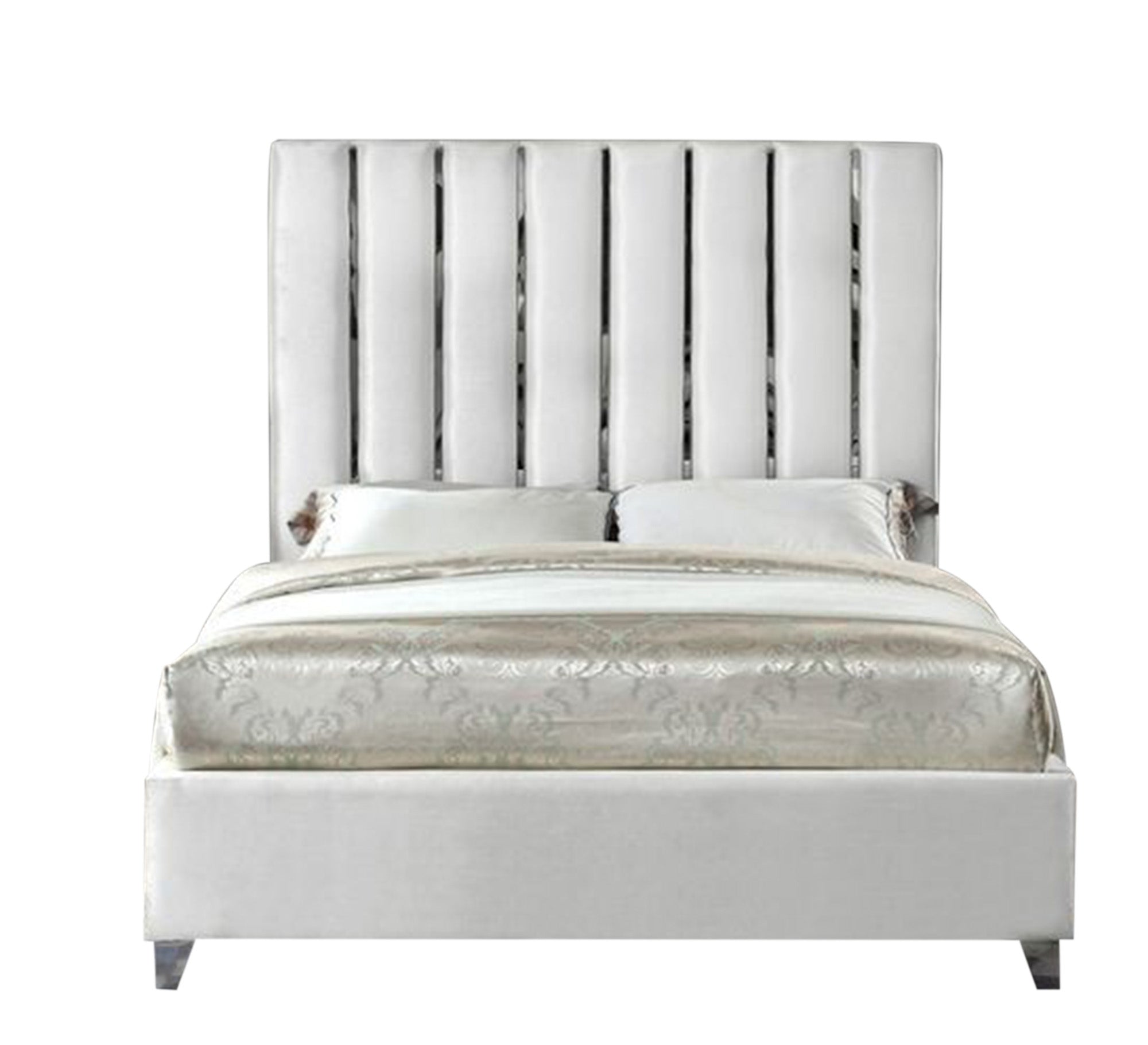 Single bed with longitudinal silver steel ornaments - Vitrine Furniture - Furniture