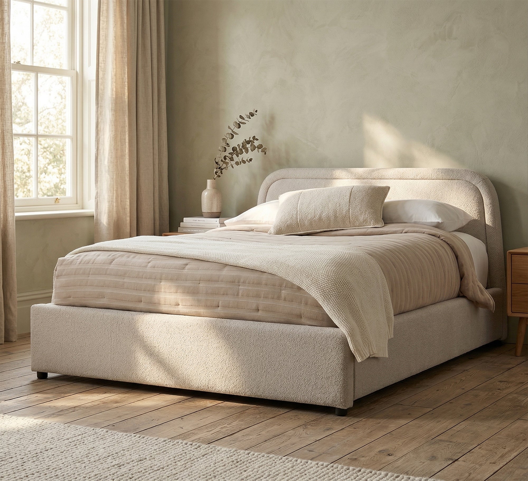 Single bed with rounded - edged backrest - Vitrine Furniture - Beds