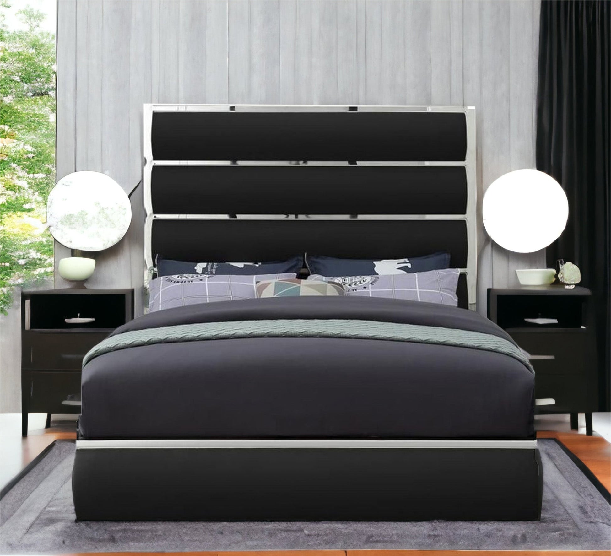 Single bed with silver steel ornaments - Vitrine Furniture - Furniture